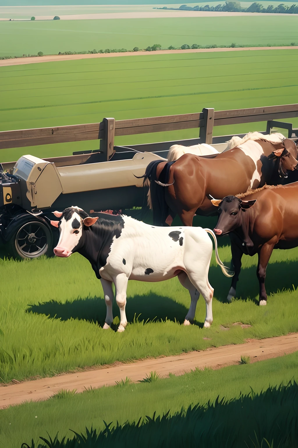 Raise a cattle in the field using high-resolution graphics