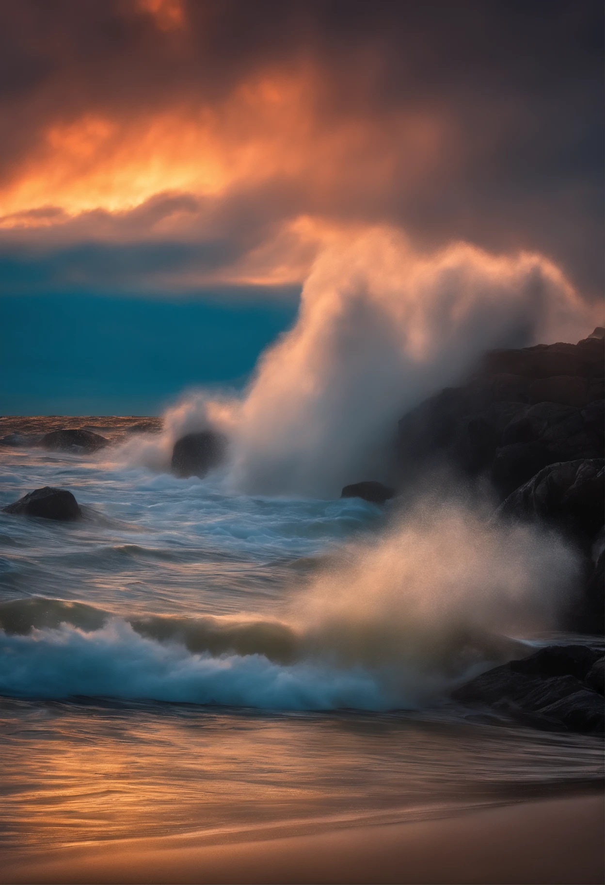 Desenhe uma cena que mostre a tempestade no mar e como os marinheiros reagem ao perigo.