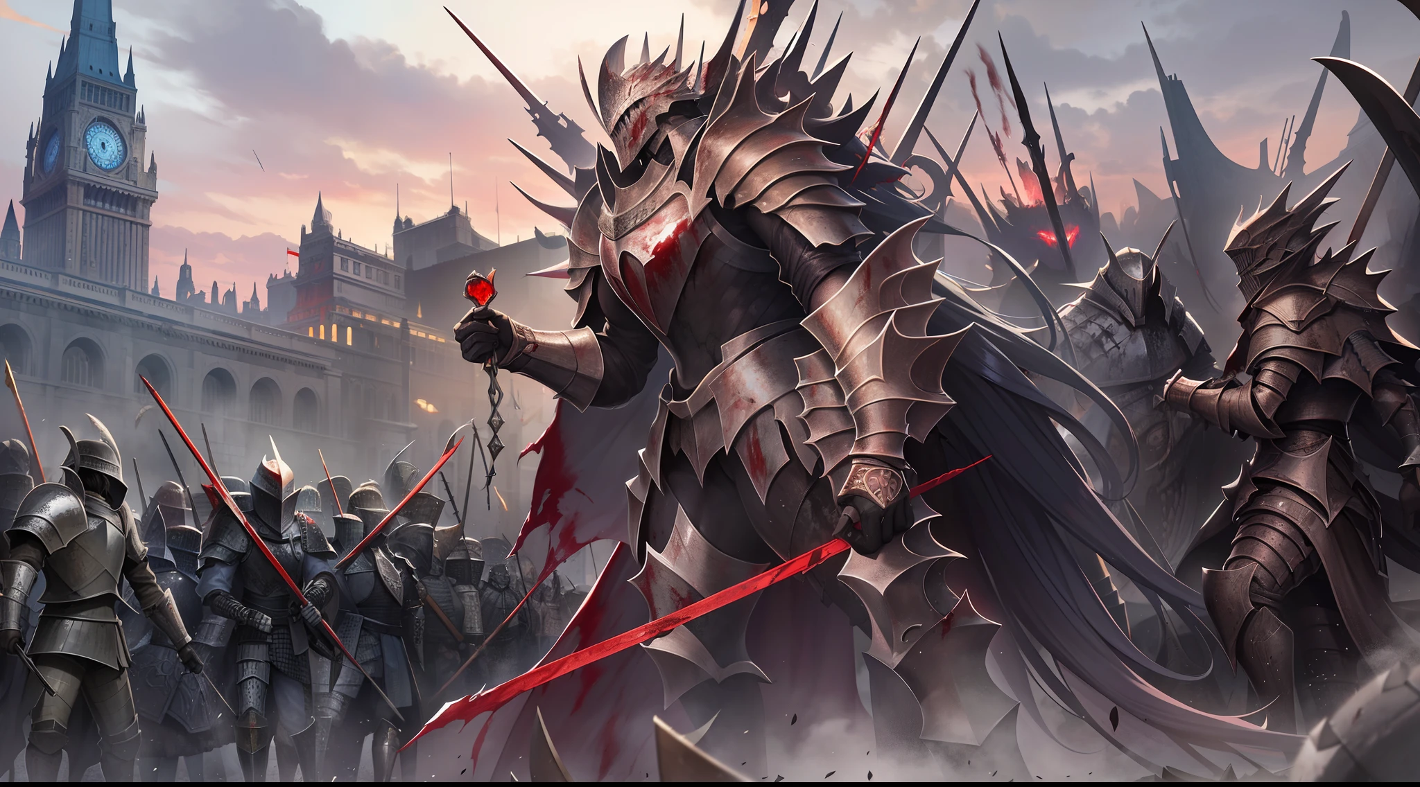 ​masterpiece++、top-quality++、ultra-definition++、ultra-definition++、4k++、8k++、from side、（Background Focus）++、（（1）））+++A woman in clothes is surrounded by monsters that destroy the city, and is bloody and in tattered armor.（Battle）Praise the knights who do the work of、Surrounded by monsters, bloody and battered armor,（Battle）Knight runes that work as、Surrounded by monsters, bloody and battered armor,（Battle）Knight magic that works、Surrounded by monsters flying above him, he is bloody and in tattered armor.（Battle）Knights who work for、Surrounded by monsters, bloody and battered armor,（Battle）Knight Married Woman Who Works、Surrounded by monsters, bloody and battered armor,（Battle）Knight President who works for、Detailed contemporary art、Contemporary Art Style、Blake Surrounded by beautiful modern monsters, bloody and battered armor（Battle）Knight witch who works for、Surrounded by monsters, bloody and battered armor,（Battle）Knights College Students Working、Contemporary Art Behans、Surrounded by monsters, bloody and battered armor,（Battle）Knight High School Student Who Works、Surrounded by beautiful monsters, bloody and battered armor,（Battle）Knights Jie who work、Surrounded by shiny floating monsters, bloody and tattered armor,（Battle）Knight splinter that works for、Surrounded by monsters, bloody and battered armor,（Battle）Knights who work for、 Surrounded by dazzling monsters, bloody and battered armor,（Battle）Knight Spark to Work for、Surrounded by monsters, bloody and battered armor,（Battle）Knight chains that work for、Surrounded by monsters, bloody and battered armor,（Battle）Knights who work for、Surrounded by monsters, bloody and battered armor,（Battle）Knightly wind hair that works、Blake Modern Beautiful、Surrounded by monsters, bloody and battered armor,（Battle）Knight hat that works for、Detailed clothing、Mischievous aura、Bewitching face、tall body、Mature body、seductive body、爆乳、detailed beautiful faces、detailed shiny eyes、Detailed skin、Full body break、detaileds、realisitic、4K hig