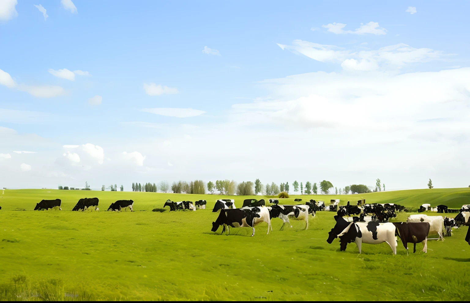 Green pastures，Blue sky，Dairy herds