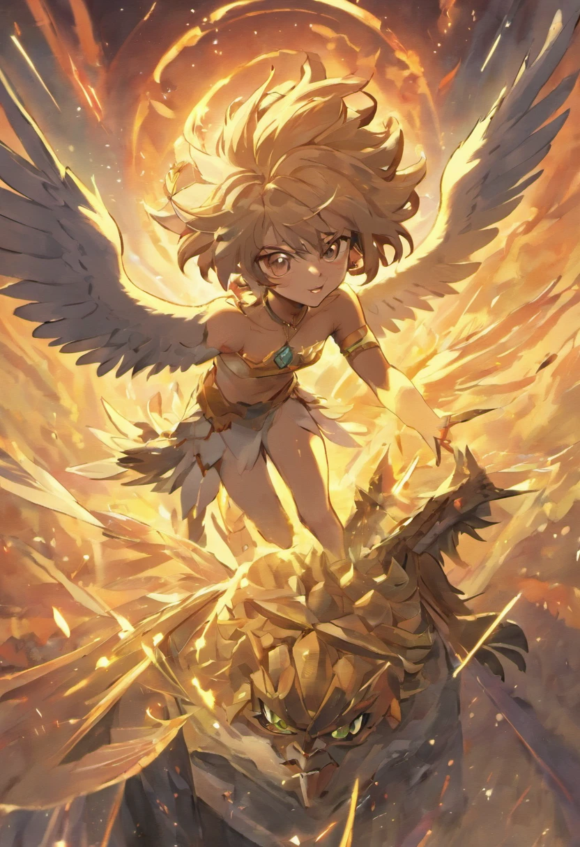 Gryphon, mythological creatures, Majestic, Powerful wings, Lion body, Eagle head, Fierce gaze, Sharp claws, feater, Golden beak, Large size, Flying, Mountains, Cloudy sky, Ancient ruins, Fantasy realm, mythological landscape, Epic, magical, mythological creatures, mythological beasts, Fierce, Mythical monsters