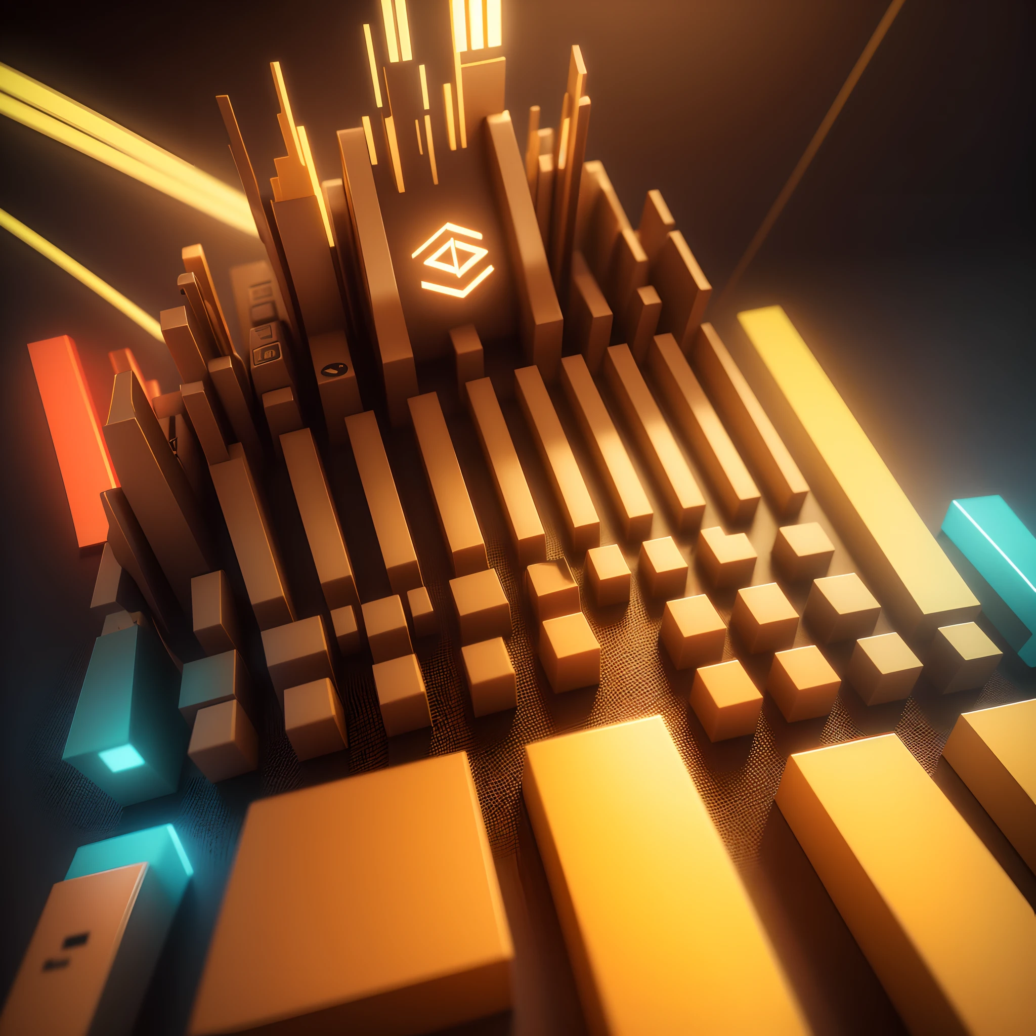 Electronic music logo, desenho, 3D, amarelo e vermelho, vibrante, perfeito, lindo