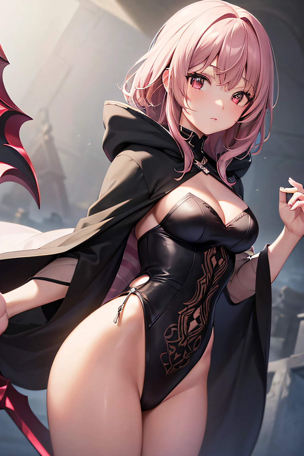 With a girl in a cute hood wrapped in thick fog、Female Grim Reaper Guarding Girl Behind,Wielding a scythe,Emerge from the swirling shadows.Stand in the Cemetery of Forgotten Souls.(Light brown and light pink striped hair:1.3,),Perfect face,Proper body proportion,masutepiece,Super high-quality output images,超A high resolution,Intricate details,Very delicate and beautiful hair,photographrealistic,Dreamy,Professional Lighting,realistic shadow,Solo Focus,Beautiful hands,Beautiful fingers,Detailed finger features,detailed clothes features,Detailed hair features,detailed facial features,