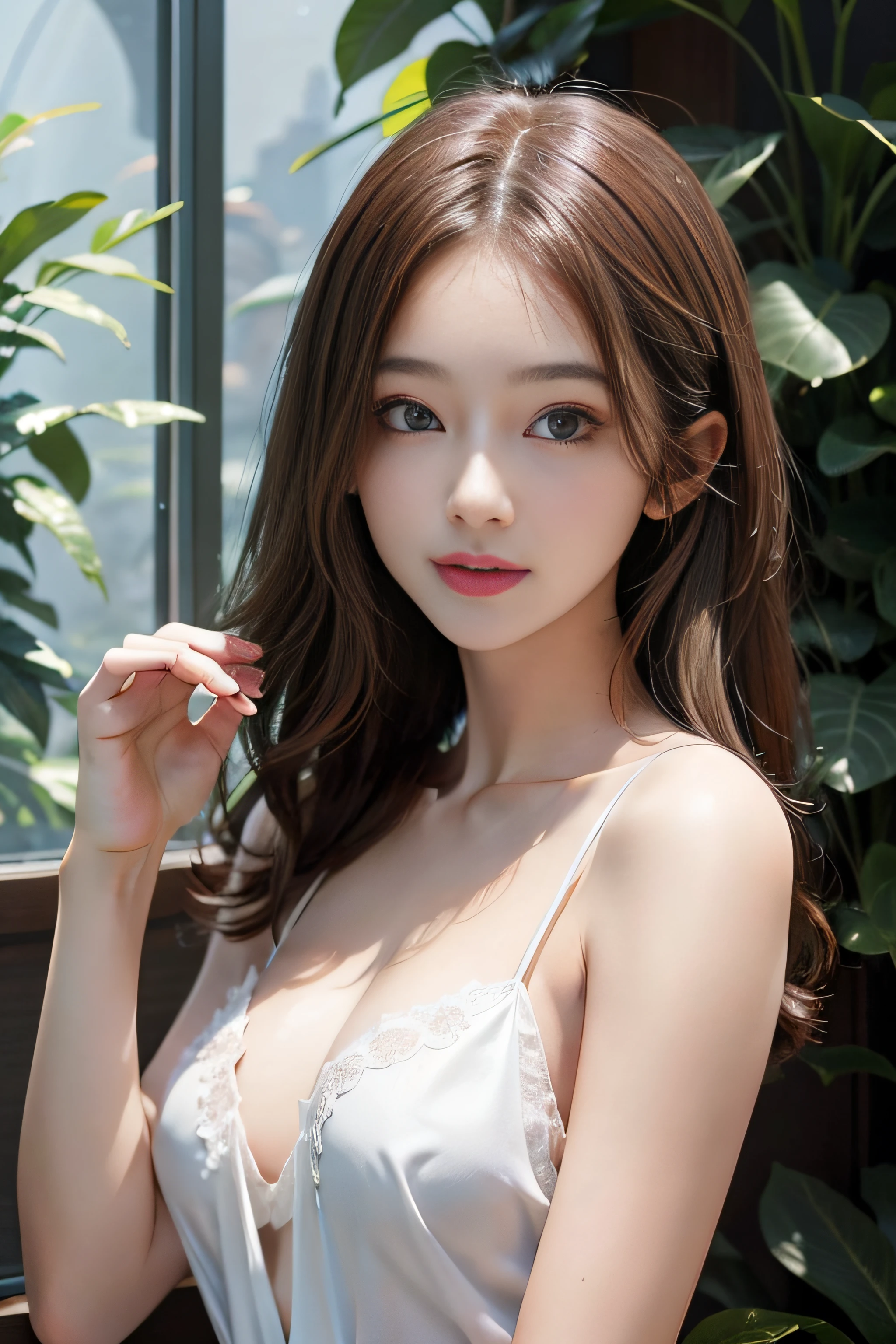 Beautuful Women、extremely delicate and beautiful、pureerosface_v1:0.8、Camisole、FULL BODYSHOT、aquariums、natural smile