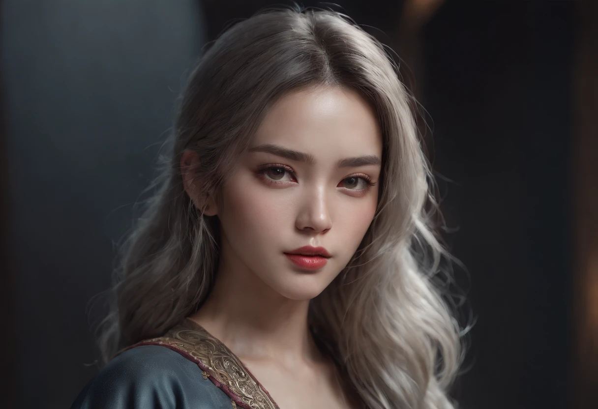 masterpiece, realistic, realism, photorealism, high contrast, photorealistic digital art trending on Artstation 8k HD high definition detailed realistic, 1girl,((water,water ring)), weapon, sword, solo, katana, holding, water, grey eyes, holding weapon, japanese clothes, holding sword, white hair, long hair, kimono, black hair, wide sleeves, long sleeves, lips, cowboy shot, black background, back, parted lips,art by artgerm and ruan jia and greg rutkowski surreal painting,detailed, skin texture, hyper-detailed, realistic skin texture,