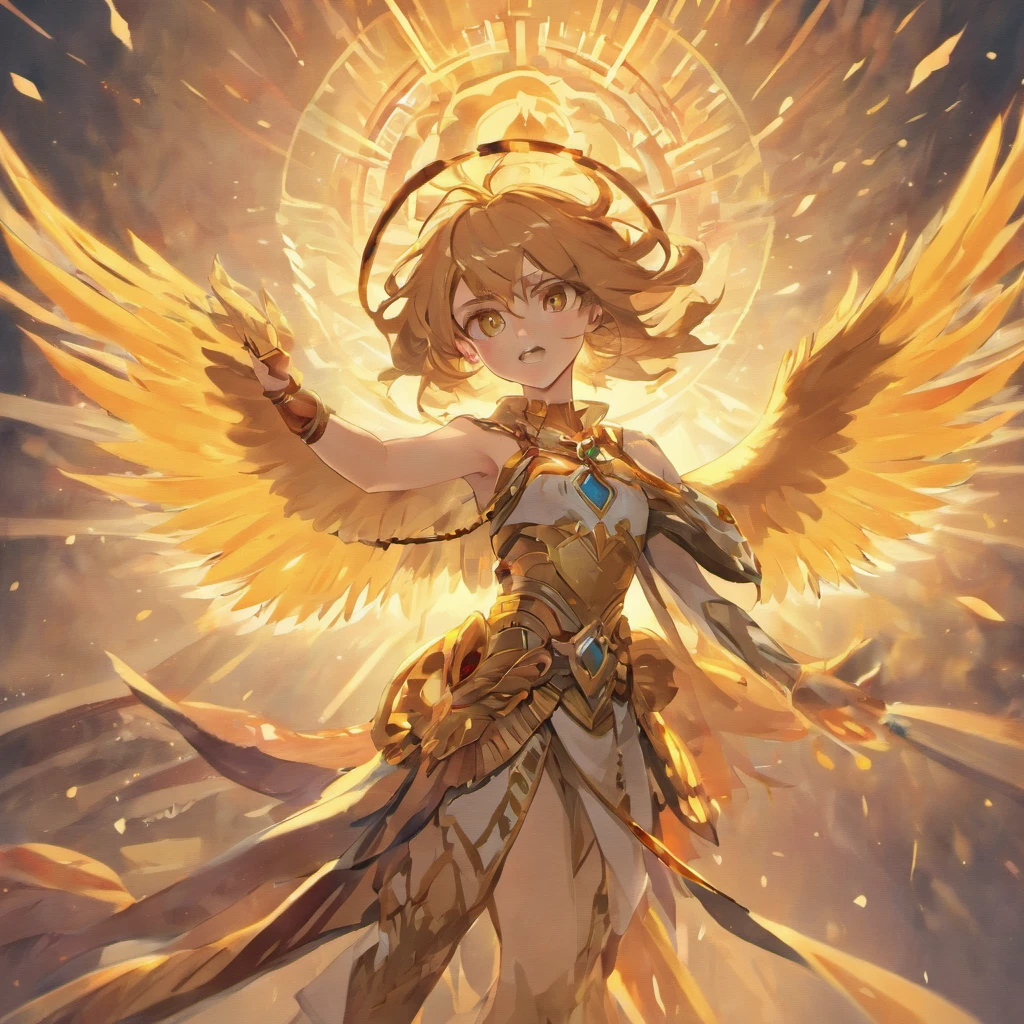Gryphon, mythological creatures, Majestic, Powerful wings, Lion body, Eagle head, Fierce gaze, Sharp claws, feater, Golden beak, Large size, Flying, Mountains, Cloudy sky, Ancient ruins, Fantasy realm, mythological landscape, Epic, magical, mythological creatures, mythological beasts, Fierce, Mythical monsters
