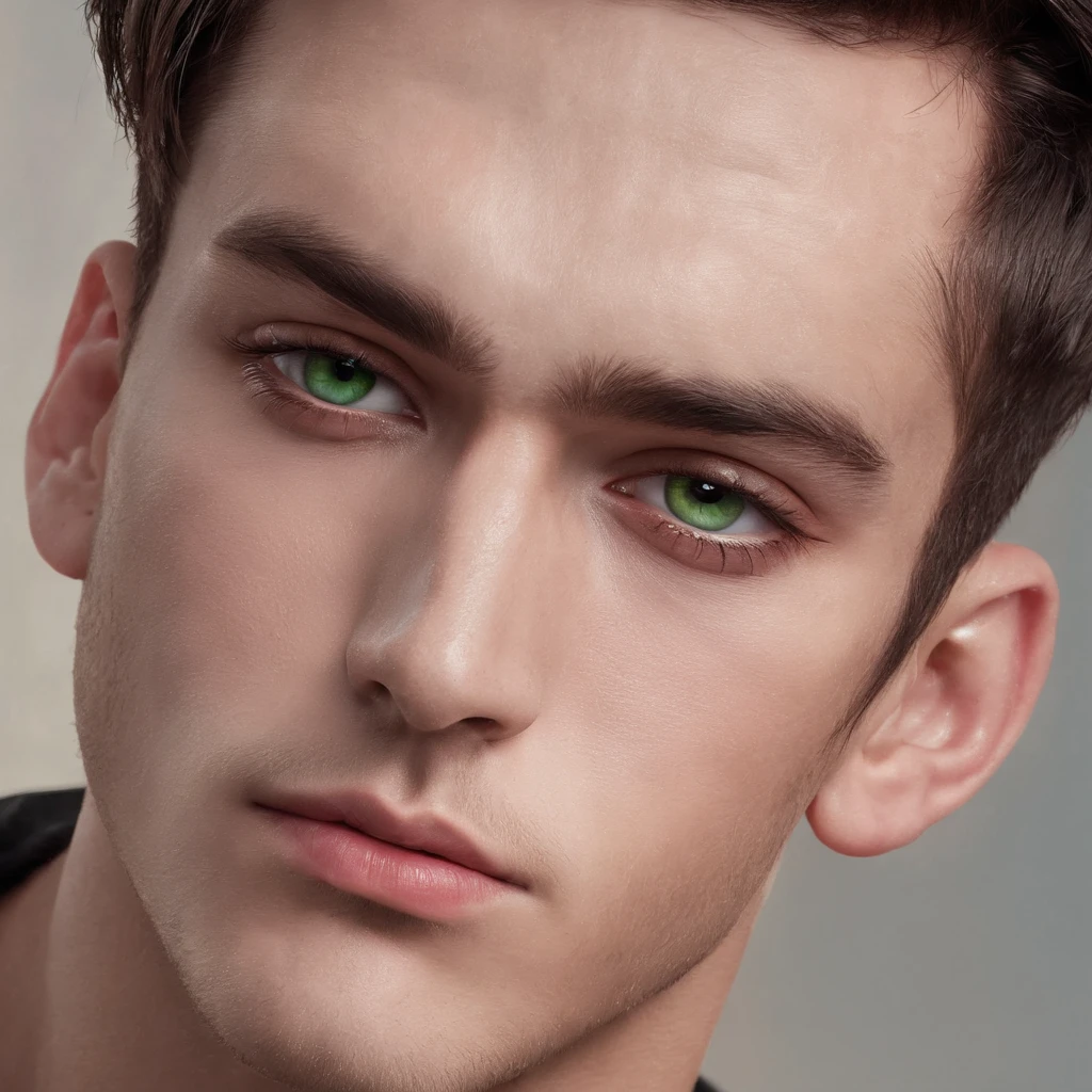 Photo of handsome tattooed Australian boy around 16 years old, surfer boy, cyberpunk boy hyperrealistic professional lighting, bad boy style, green eyes, tanned skin, perfect symmetrical face, big nose, symmetrical upturned nose, super model face, pink lips, face of a man serious with angelic expressions that ooze authority, shaved hair, symmetrical and hairy eyebrows Natural photo, extreme beauty, natural beauty, angelic beauty, bad boy, cyber, rapper, perfect skin, strong features, leadership, Photoshop, Makeup, ultra realism, extreme detail, full scale graphics, 3D, 4K, photorealistic, whimsical, ultra-detailed
