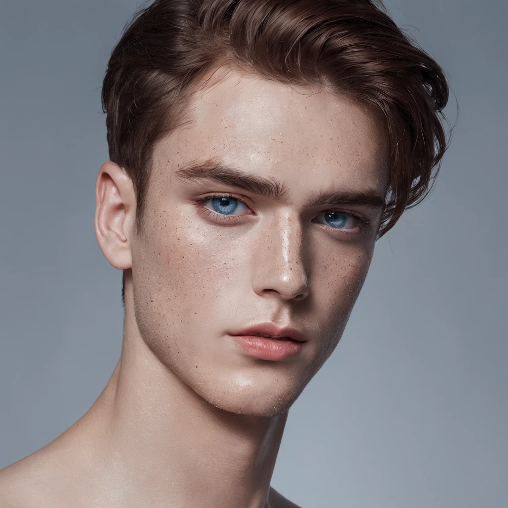 beautiful men, freckles, dark makeup, hyperdetailed photography, soft light, head and shoulders portrait, cover, matt(studio portrait:1.2) of beautiful 20 years old beautiful boy ihtiandr wearing silver bodysuit, wet hair, dreamlike blue eyes, big waves, evening, sharp focus, epic lighting, detailed face, subsurface scattering, f2, 35mme photo --ar 132:161 --s 750 --v 5.2