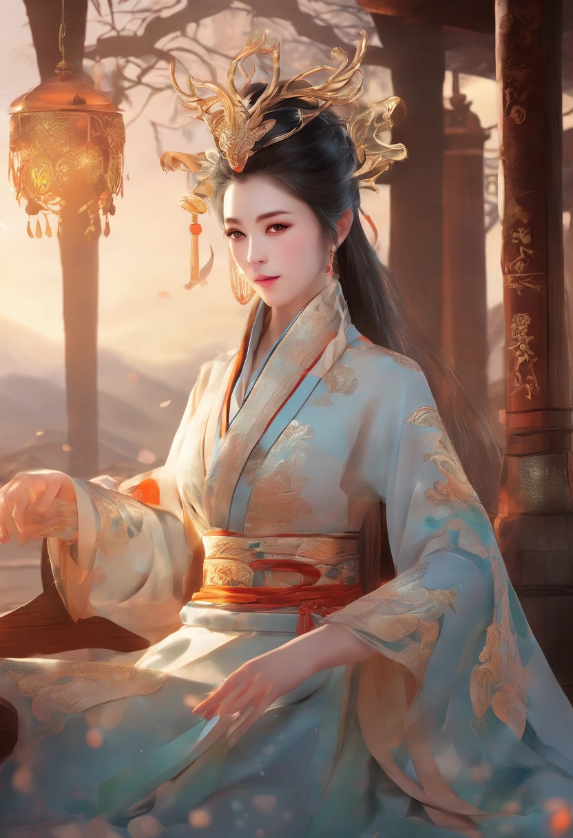 Foiled text,Dragon's horn,deer antlers,Portrait,Realistic effect,female pervert,White-haired girl,Messy hair,ancient wind,cyan colors,cyan colors,Cyan Hanfu(With delicate and mysterious antique patterns),high-heels,The expression after the climax,winning artwork,Silhouette effect,Epic composition,Stand in front of a window with falling snow(ancient wind),(Antique background)Need,8k,The human body light and shadow effect is three-dimensional,Delicate face,(in the darkness nigth:1.6),Fantasyart,photographrealistic,动态照明,artstation,poster for,Volumetriclighting,Very detailed faces,4 k,Award-Awarded, low key, cowboy shot, (Hanfu:1.4), long whitr hair,(The are super huge))),(((super huge breasts)))