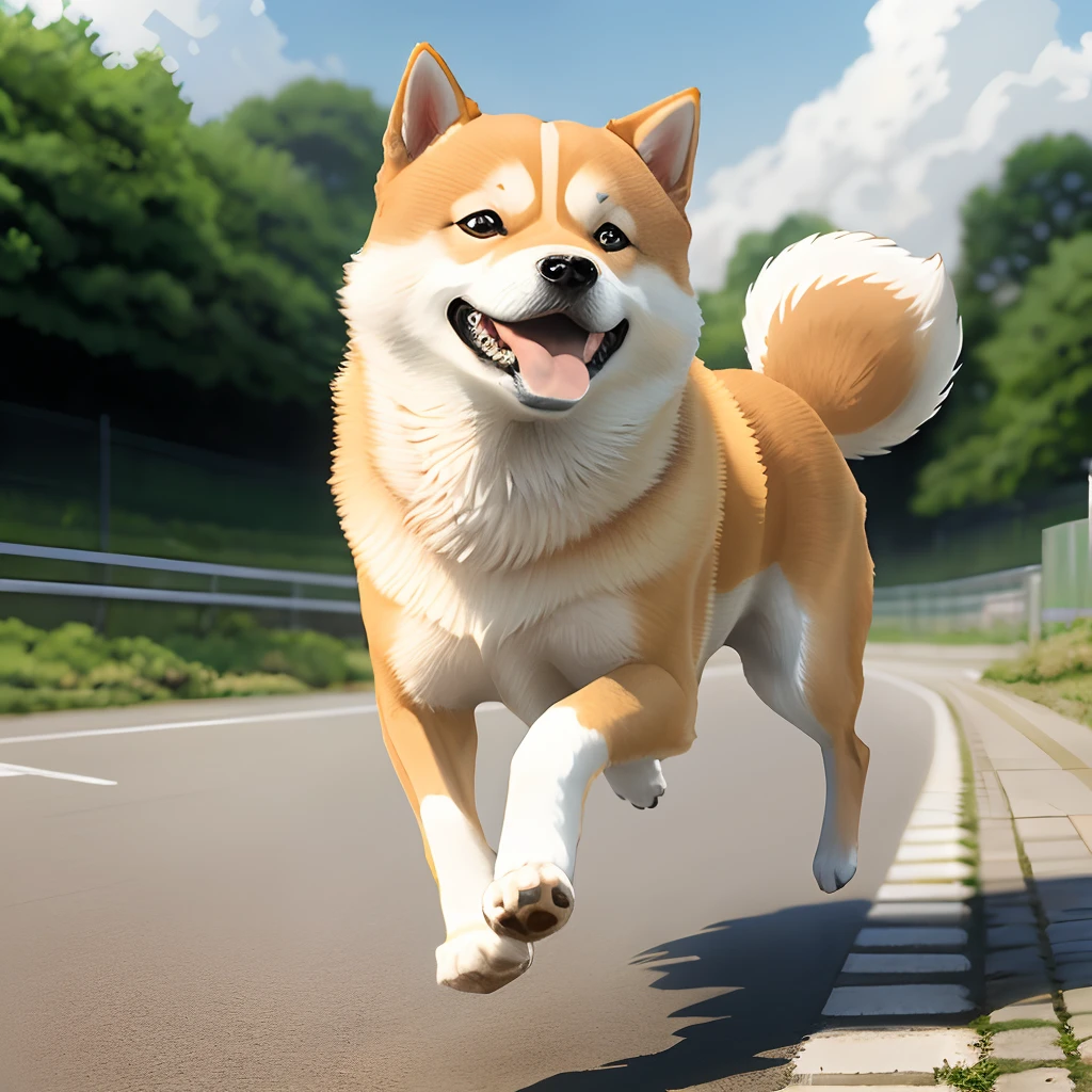 Shiba dog，hayao myiazaki，clear skies，Run，
ssmile，Junior bicycle