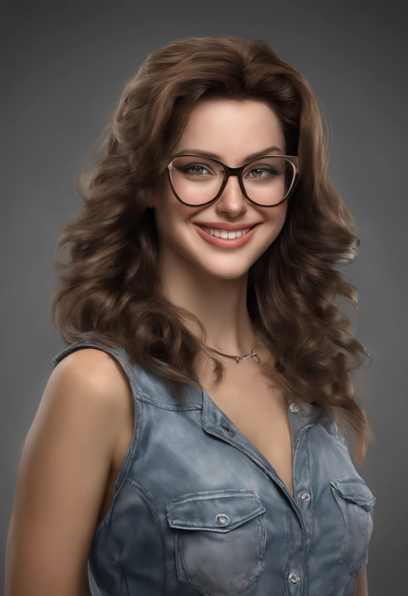 Generic woman, brunet hair, glasses, nice smile