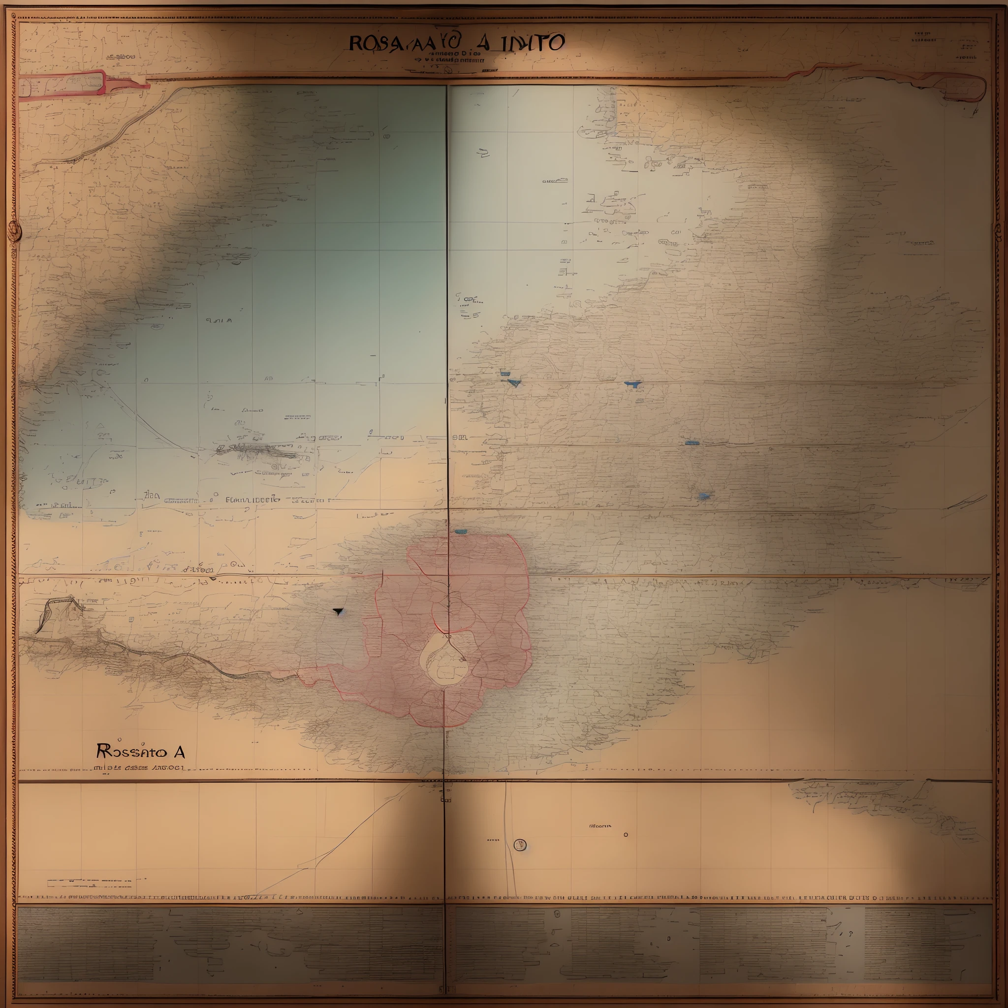 Navigation map, rosa dos ventos, luneta