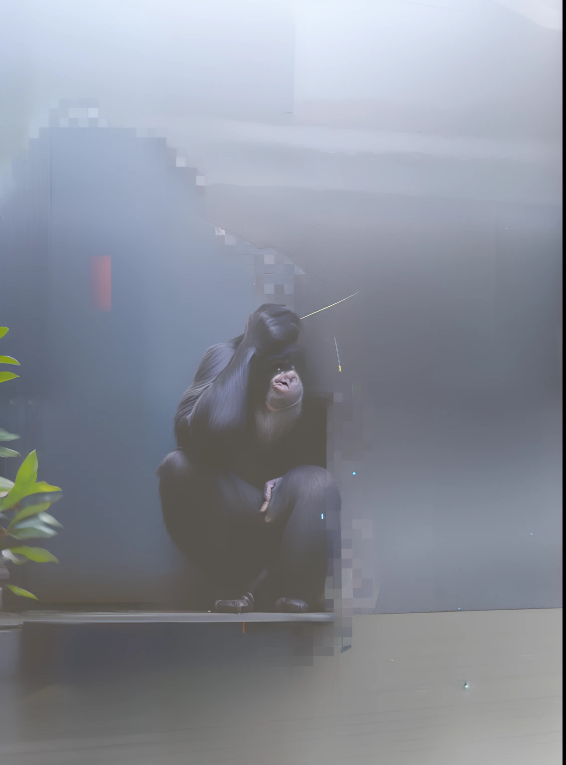 A squatting chimpanzee