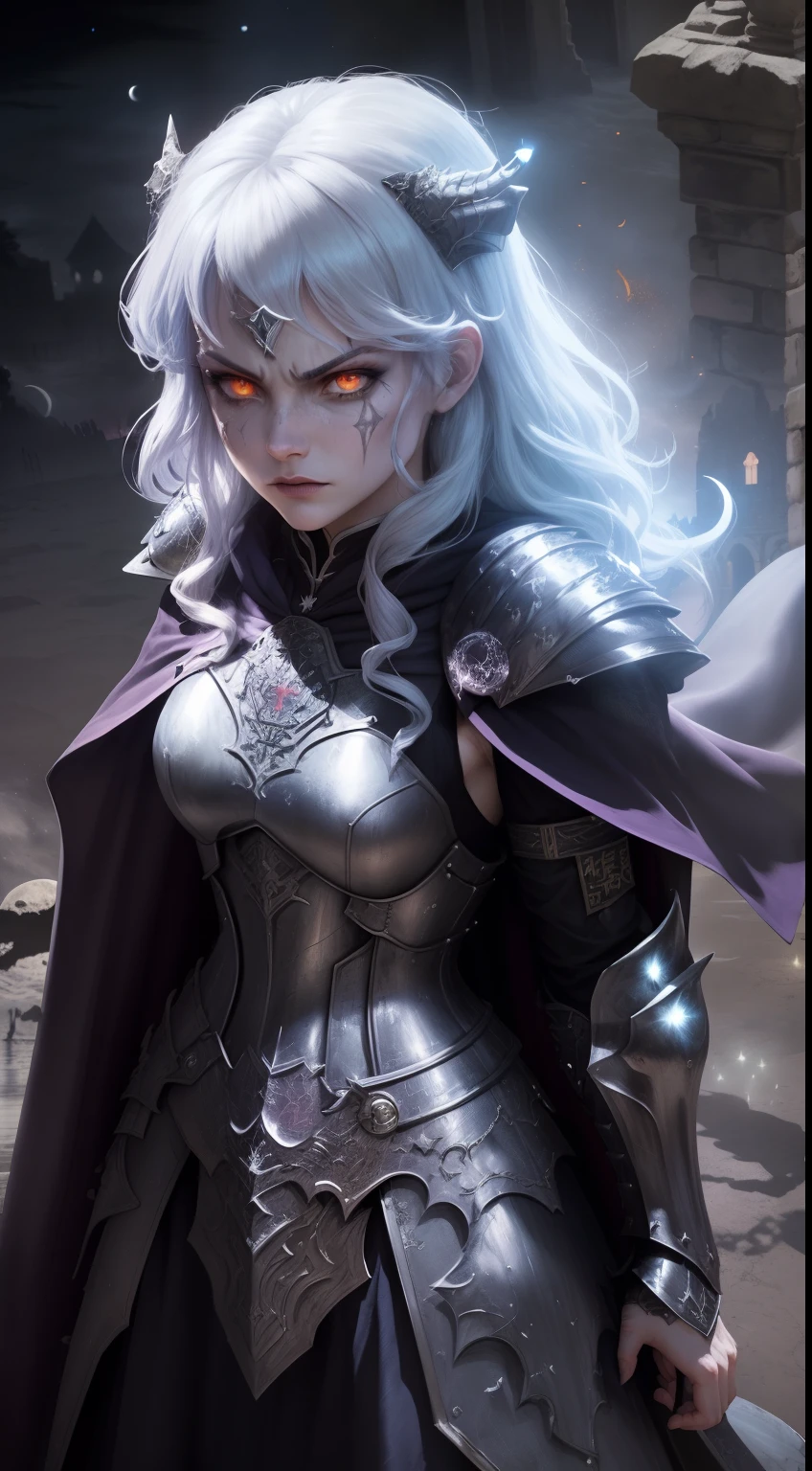 (fantasy heroine:1.5), (ancient castle:1.3), (armored warrior:1.4), (mystic sword:1.4), (majestic dragon:1.2), (moonlit night:1.5), (dramatic shadows:1.4), (battle scars:1.3), (flowing cape:1.3), (fiery eyes:1.4), (magical runes:1.3), (epic confrontation:1.4), (intense atmosphere:1.5)