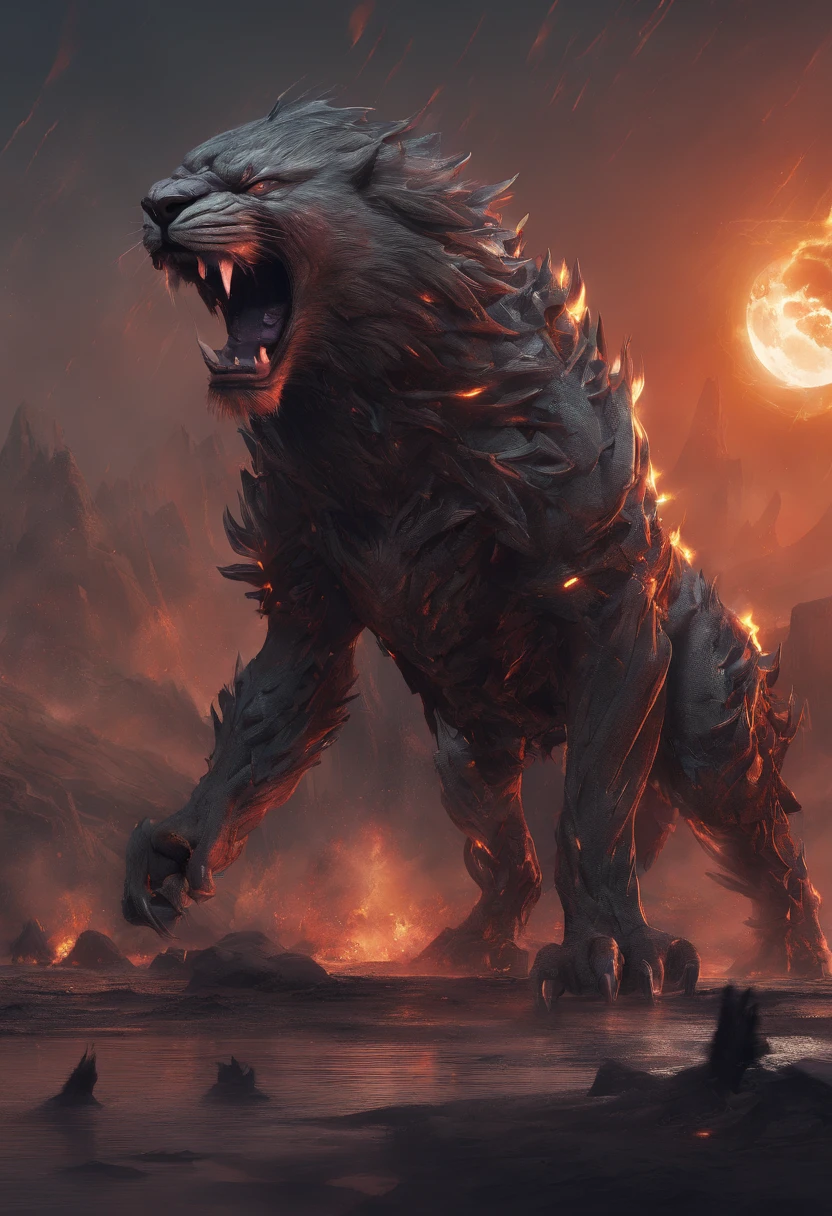 <lora:InfernalXL:0.7>, infrnal style,epic,Animal,karol bak,artist2,Adjectives,cinematic,50nm dof,bokeh,realistic,sharp focus,ultra detailed,128k uhd,awardwinning,trending on artstation,overwrought,wallpaper art