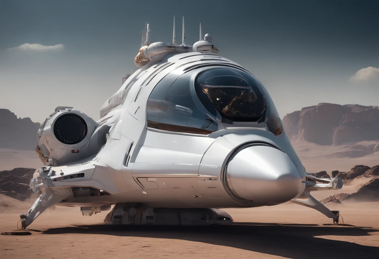 Best quality, , 超高分辨率, (Realistic photography:1.4), ultra-realistic realism, A futuristic complex spaceship stands still in space, Its hull was damaged, Robots and astronauts are repairing it, The vastness of the universe is in the background, Outstanding details, Cinematic footage