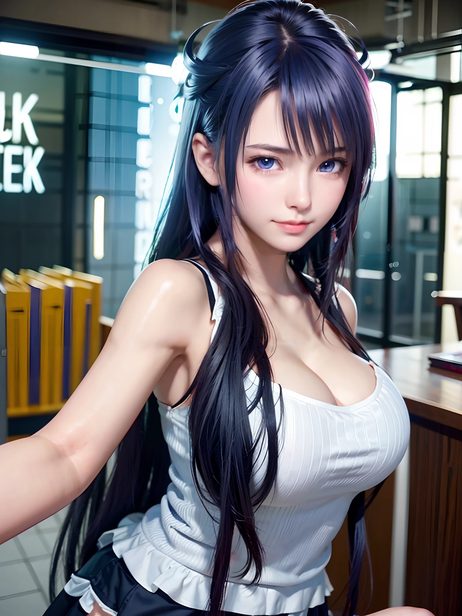 Mirko as an sexy Azur Lane waifu, hololive, mega large breasts, curvy and super thick, six pack abs, sexy pose alone at a sushi bar at night in Tokyo, tight turtleneck sweaterdress exposing her camel toe, diamond jewelry, Harajuku girl makeup, sexy breast indentation, aroused, sfw, one girl, solo, perfect body, perfect face, perfect hands, perfect fingers, perfect lips, perfect eyes, perfect background, perfect vibe, professional quality raw 8k photography, highest resolution, 8k, ray tracing, volumetric lighting, octane render, ultra detailed azur lane waifu, no errors, no glitches