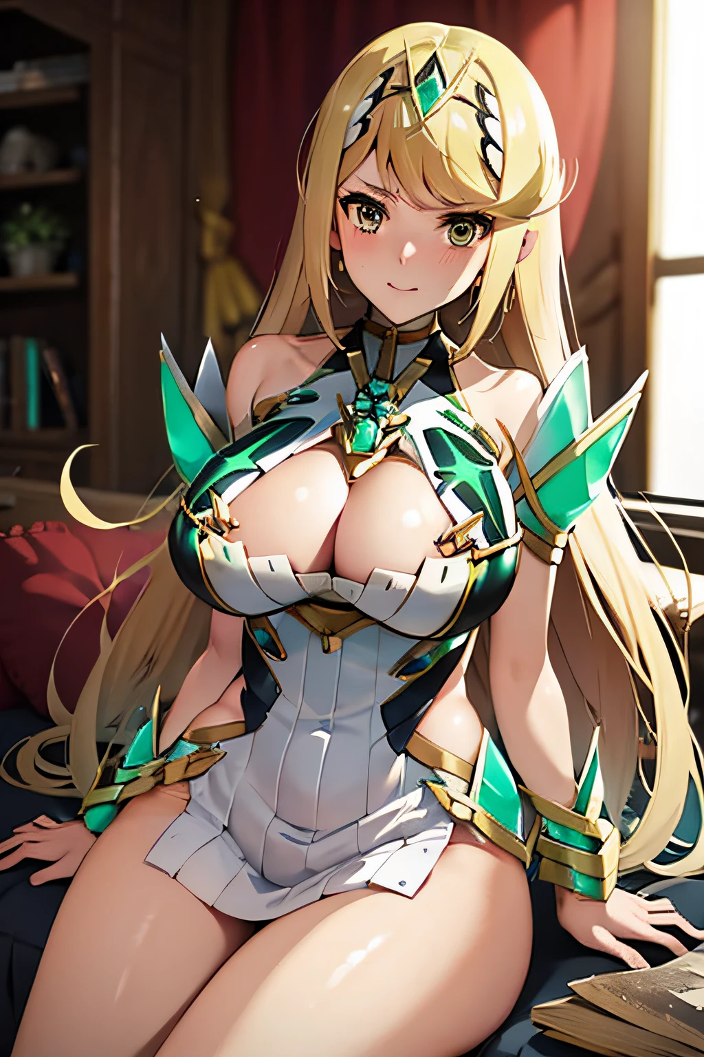 Mythra(xenoblade), 1girl, ​masterpiece、top-quality、seminude、A slender、bullish、Lewd、