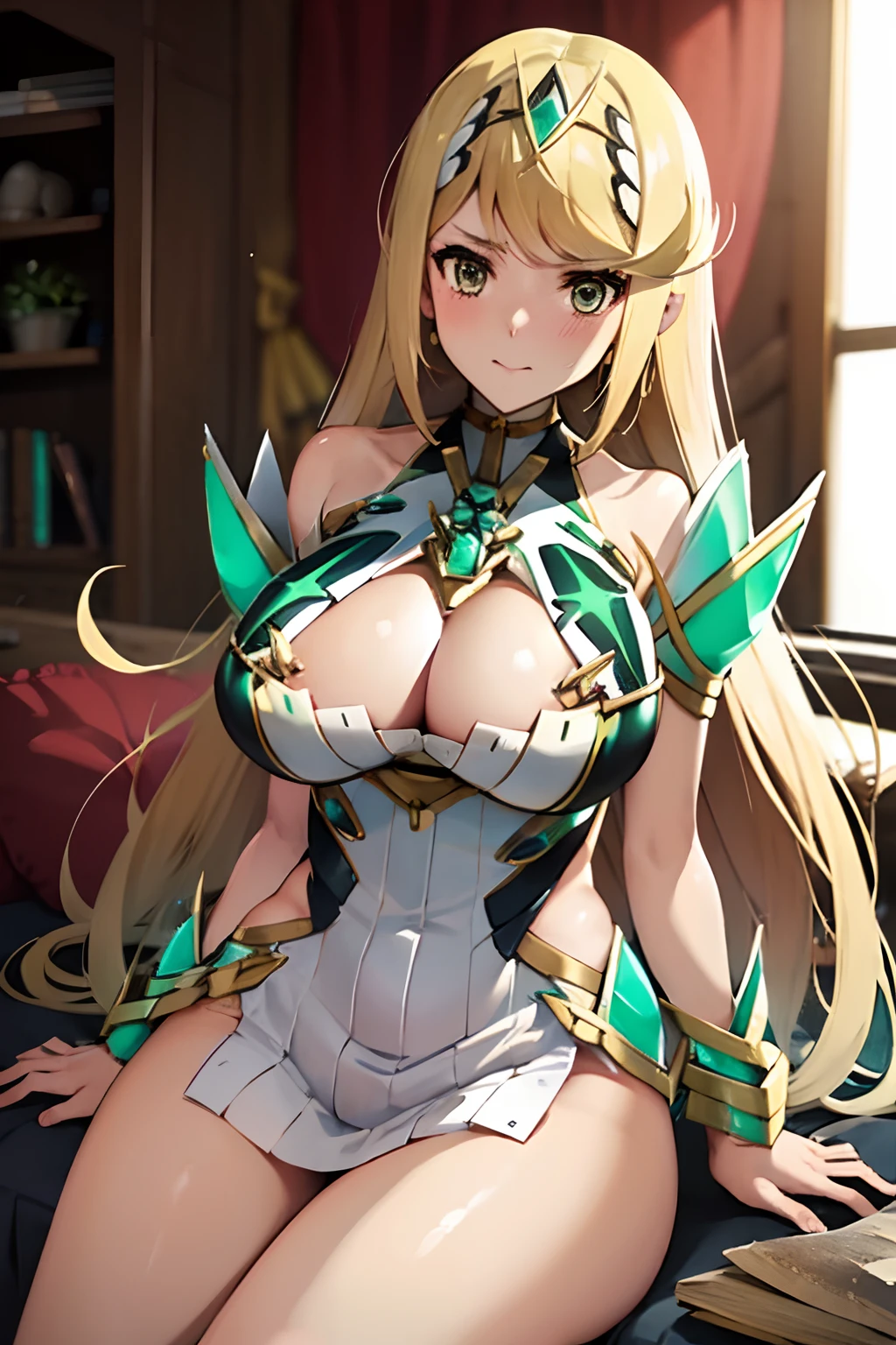 Mythra(xenoblade), 1girl, ​masterpiece、top-quality、seminude、A slender、bullish、Lewd、