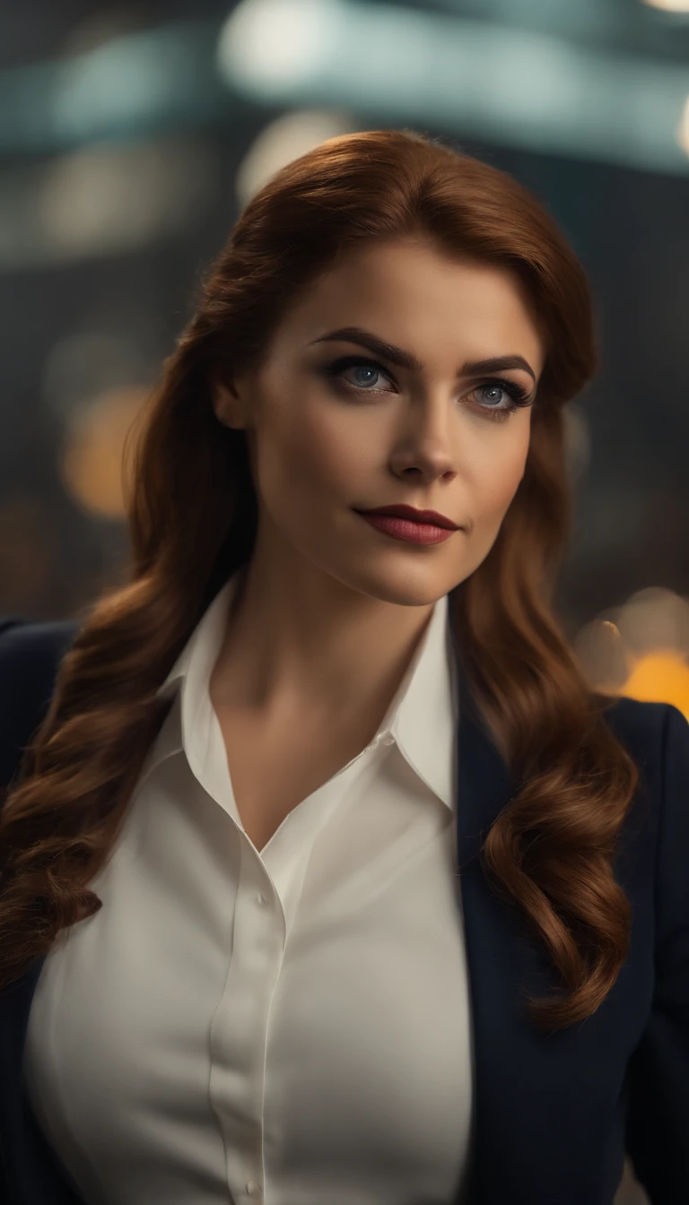 (melhor qualidade,4k,8k,alto,master part:1.2),ultra-detalhado,(Realistic,fotorrealista,photo-realistic:1.37),Barbara Gordon, Jovem mulher de 19 anos l, Cabelos ruivos bonitos, vestindo uniforme policial,olhos castanhos penetrantes, Beleza Suprema, Gotham City Setting, postura forte e confiante, Determined expression,vivid colors,foco nítido,pintura detalhista,professional lighting,Estilo Retrato, dramatic lighting,Bokeh