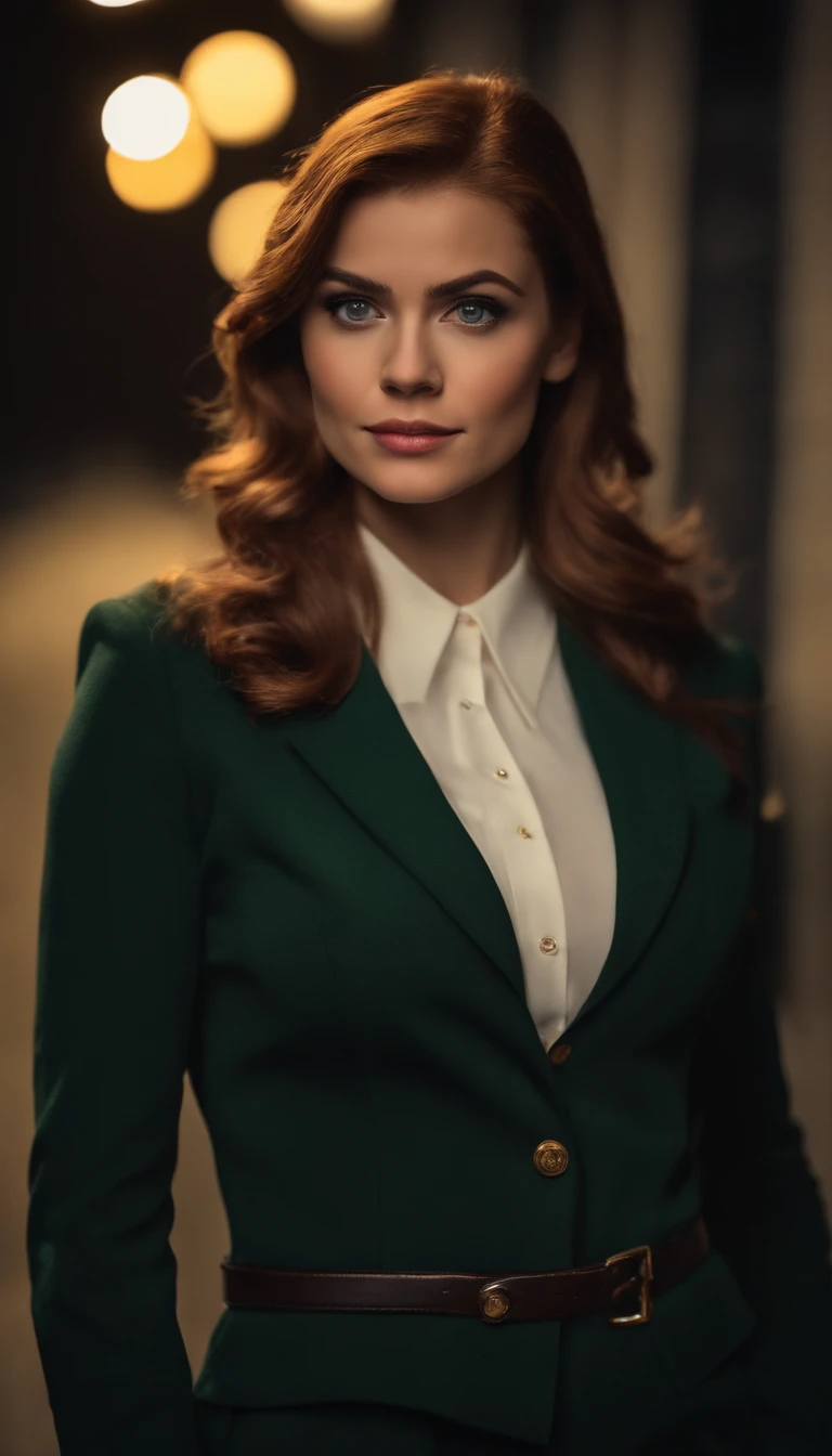 (melhor qualidade,4k,8k,alto,master part:1.2),ultra-detalhado,(Realistic,fotorrealista,photo-realistic:1.37),Barbara Gordon, Jovem mulher de 19 anos l, Cabelos ruivos bonitos, vestindo uniforme policial,olhos castanhos penetrantes, Beleza Suprema, Gotham City Setting, postura forte e confiante, Determined expression,vivid colors,foco nítido,pintura detalhista,professional lighting,Estilo Retrato, dramatic lighting,Bokeh