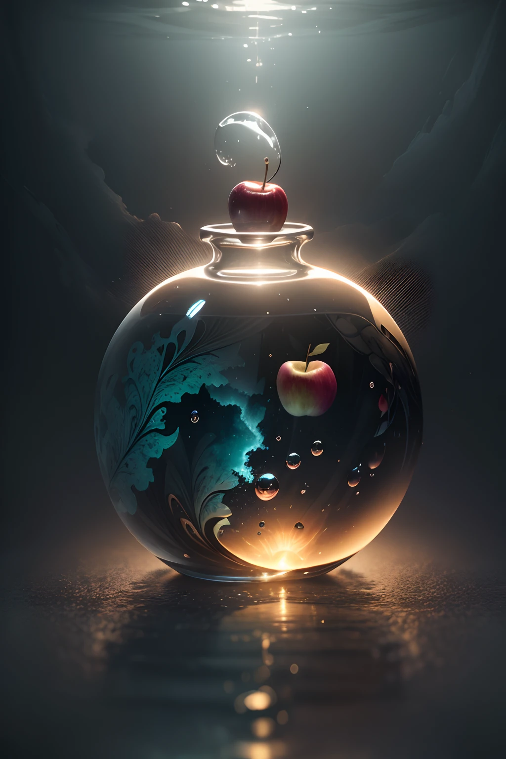 lovely double exposure image by blending together a stormy sea and a glass apple. The sea should serve as the underlying backdrop, with its details subtly incorporated into the glossy glass apple, sharp focus, double exposure, glossy glass apple, (translucent glass figure of an apple) (sea inside) lifeless, dead, glass apple, earthy colors, decadence, intricate design, hyper realistic, high definition, extremely detailed, dark softbox image, raytracing, cinematic, HDR, photorealistic (double exposure:1.1)