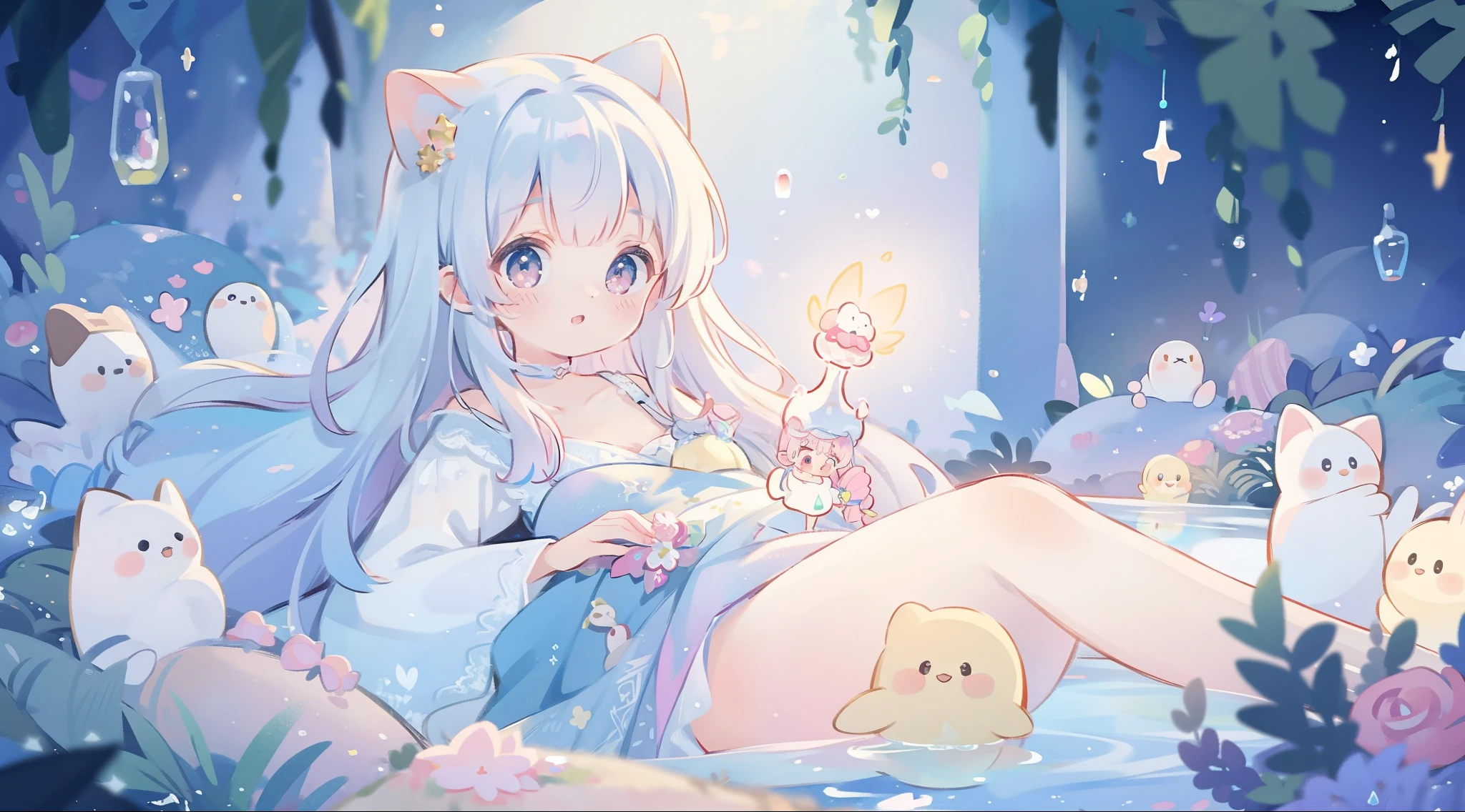 masterpiece, best quality, 8k resolution, sharp focus, intricate detail, beautiful girl, sparkling eyes, golden ratio face, otherworldly liquid, watercolor, pastel colors, bright colors, whimsical, colorful, sharp focus, high resolution, fine detail, princess layered ballgown, ((round eyes)), iridescent bubbles, magical castle landscape in background