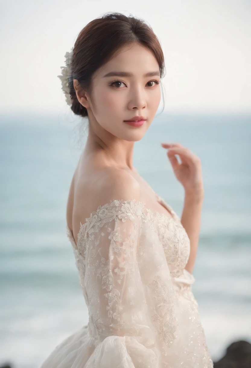 Best quality at best,Original,tmasterpiece,超高分辨率,Sweet girl,Draped with hair,Necklace necklace,camisole,medium boob,beachside,城市,healed