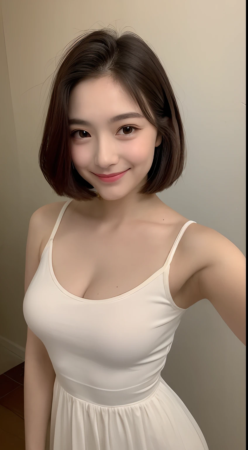 ((Best Quality, 8K, Masterpiece: 1.3)), 1girl, Slim Abs Beauty: 1.3, (Hairstyle Casual, :1.2), Tight dress, super fine face, Delicate eyes, Double eyelids, smile. Take pictures in cute poses, very low figure, small waist, big breasts, close-up, close-up