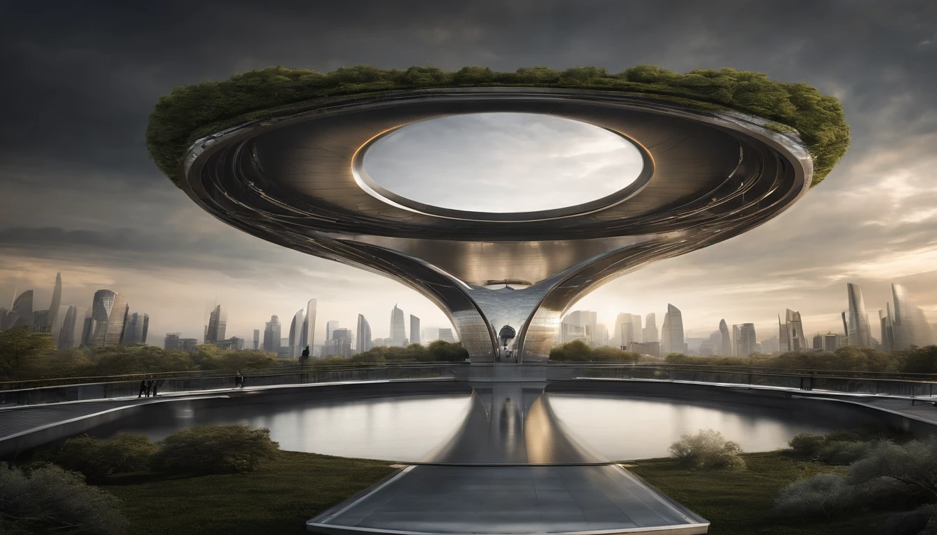 Ultra-wide-angle picture,24th century,The combination of technology and nature in the future city,fansty world,Tech City of the Future,Oval building,levitating,Roads that lead in all directions,highly detailed surreal vfx,China ink painting,water ink,ink,Smudge,Spiral,Faraway view,super-fine,ultra - detailed,high qulity,8K ,oc rendered,dynamic viewing angle