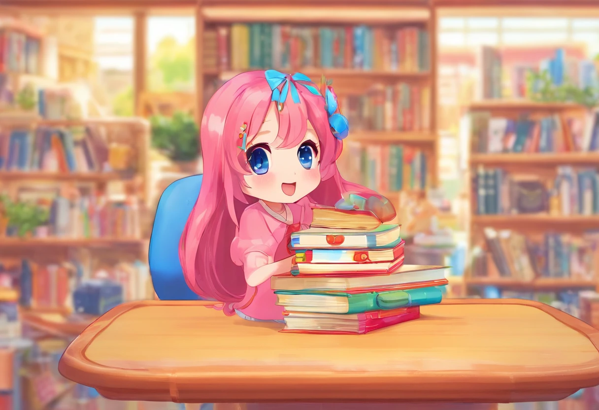 A few or two thick books were stacked on the table,A dynamically opened book is at the top