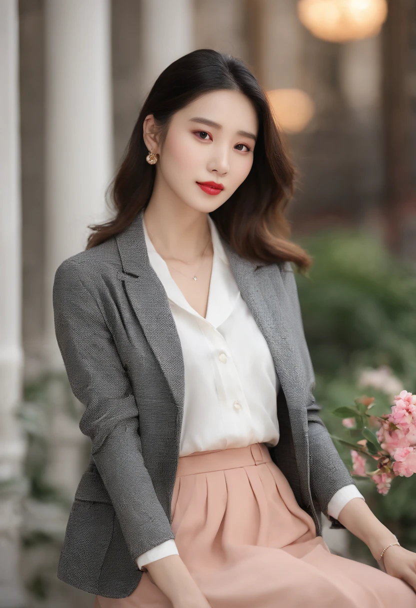 A high resolution、high-level image quality、Live action、(8K, top-quality, tmasterpiece:1.2), (hentail realism, Photorealsitic:1.37), ultra - detailed, 1 girl in、18 year old adult beauty、White lace underwear、Detailed panty pattern、panty focus、Small panties、full body Esbian, outside of house, (((Beautiful arrangement and snow-white teeth)))、(Adjust hair:1.5) office worker, Black office blazer, officeskirt, (pantihose: 1.2)、(button- shirt:1.2)、button up color primary color、Button down color primer、bura、(pantihose:1.2)、alphalayers、high-heels、earring beautiful、Cute Turtle、独奏、Beautiful detailed sky、(A smile:1.15)、middlebreast、Eyes in Beautiful Details、Business attire、(Long hair:1.2)、Floating hair NovaFrogStyle、