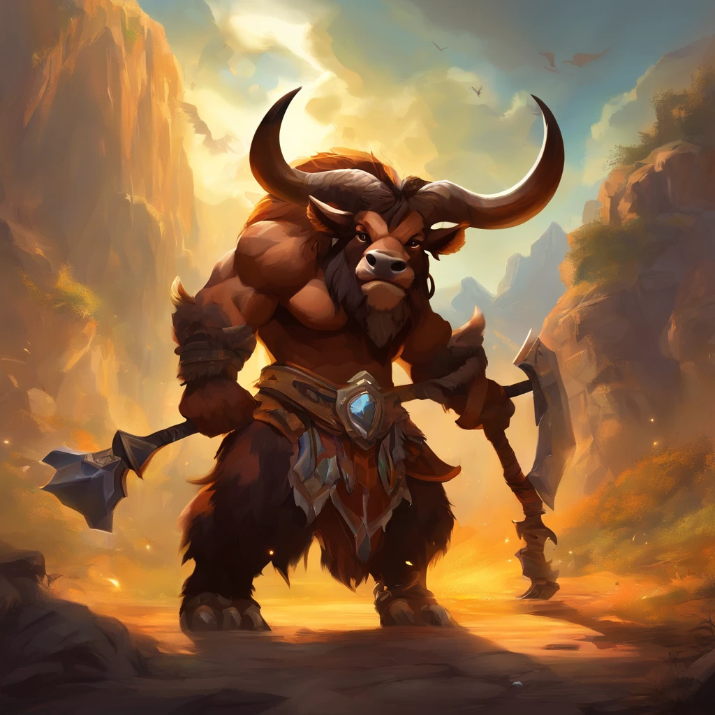 ultra-detailed, masterpiece, masterwork, high quality, best quality, hdr, (nature), posted on e621, (by darkgem), nsfw, male, solo, ((nude, foreskin, perfect balls)), (red body minotaur), hairy dragon, (white body), (long golden hair, yellow eyes), standing, from below, dynamic angle