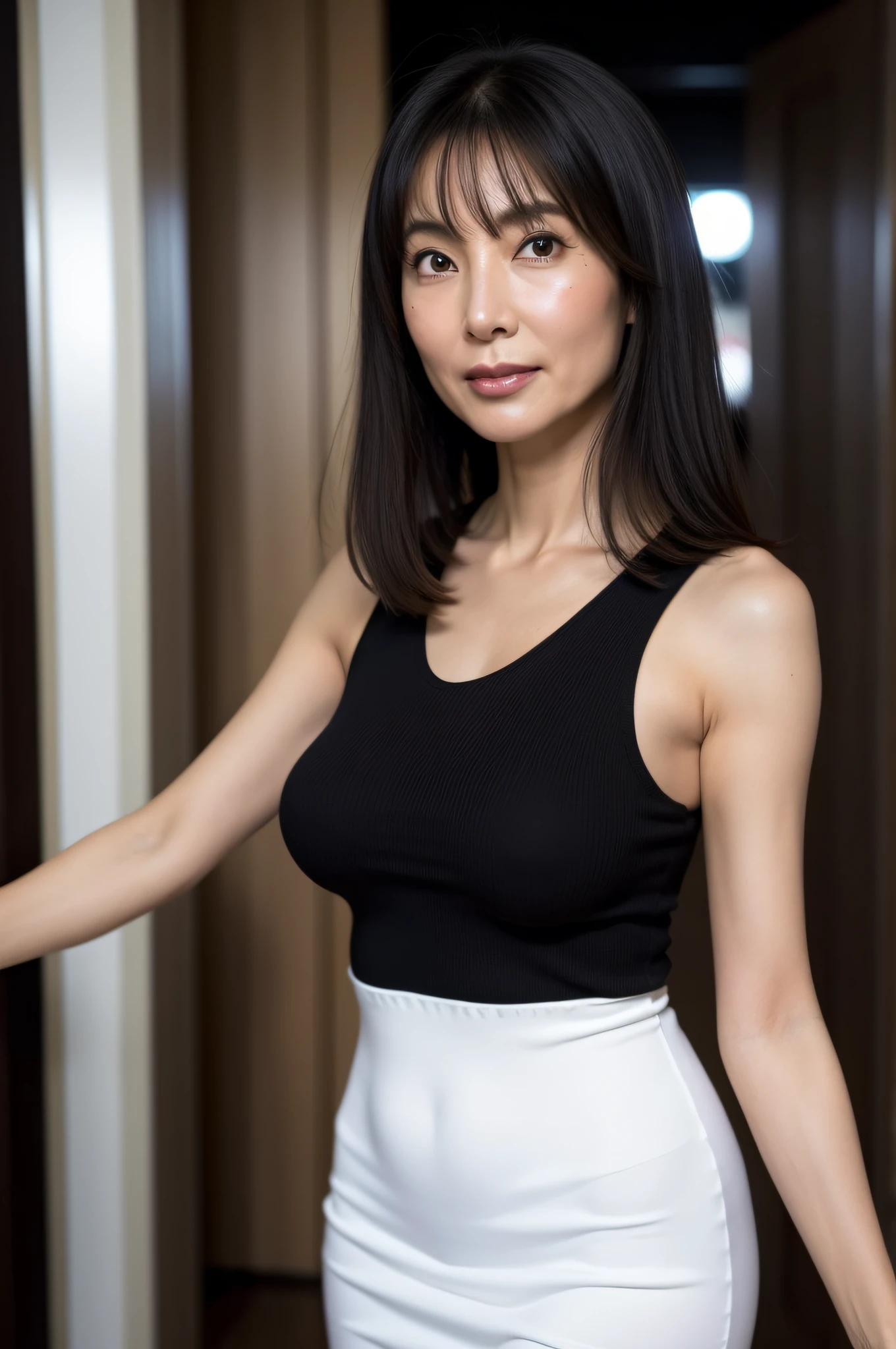 Arafed Asian Woman In A Black Top And White Skirt SeaArt AI Arafed Asian Woman In A Black Top And White Skirt SeaArt AI