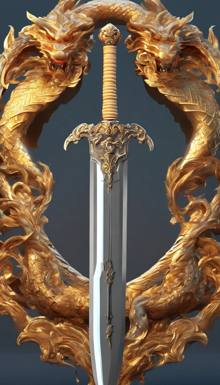 Sapphire sword, Chinese style, Chinese dragons,