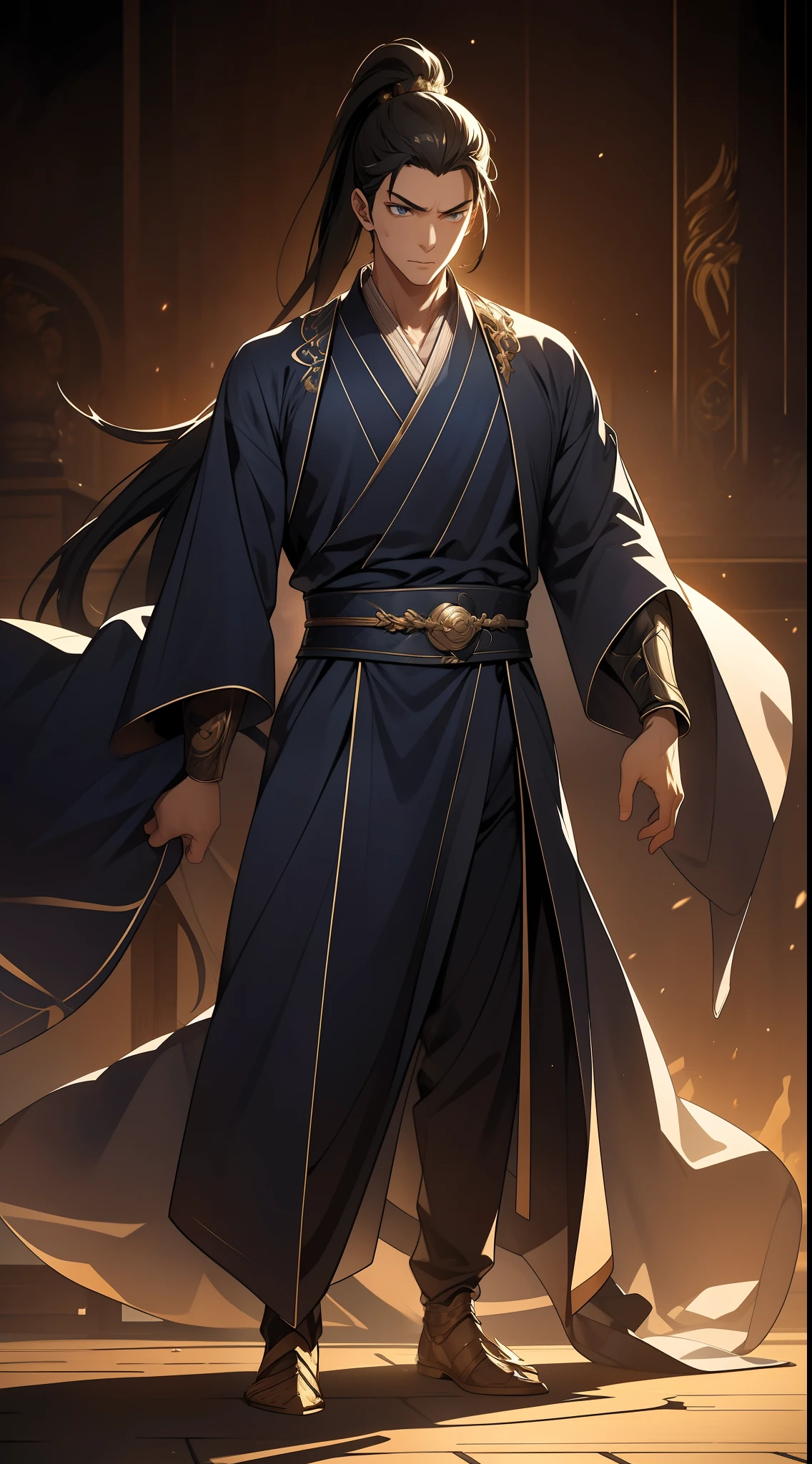 (An old man holds a pipe),(Handsome male), (Hanfu), Surrounded by ink,Surrounded by wind, reality, Clear face, Clear and bright eyes, High detail, Cinematic lighting, Motion blur, Ray tracing, reflective light, (Close-up), Masterpiece, Best quality, High quality, Anatomically correct, Textured skin, High details, Super detail, 1080p, hyper HD, k hd, One-handed backrest