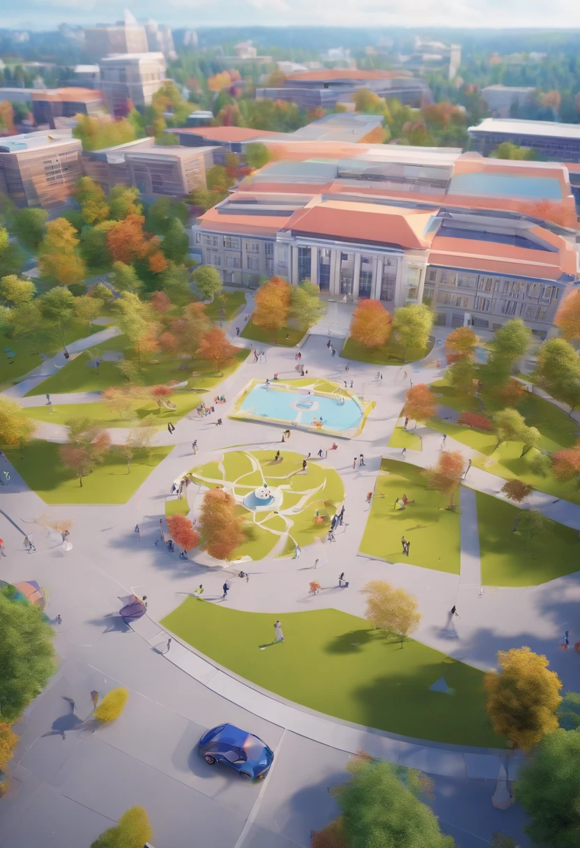 The campus students are positive and the background is bright、Colorful use VR、Cartoon image of AR student drawing student using drone、Mapping Tools for students The background is campus