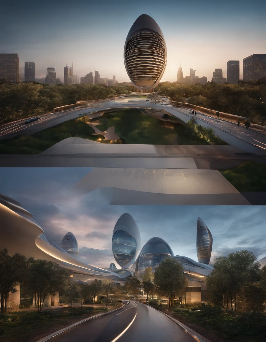 What photography,Ultra photo realsisim,hyper-detailing,Ultra-wide-angle picture,24th century,A combination of technology and nature in the city of the future,fansty world,Tech City of the Future,Oval building,levitating,Roads leading in all directions,highly detailed surreal vfx,Smudge,Spiral,Faraway view,super-fine,ultra - detailed,high qulity,8K ,oc rendered,dynamic viewing angle