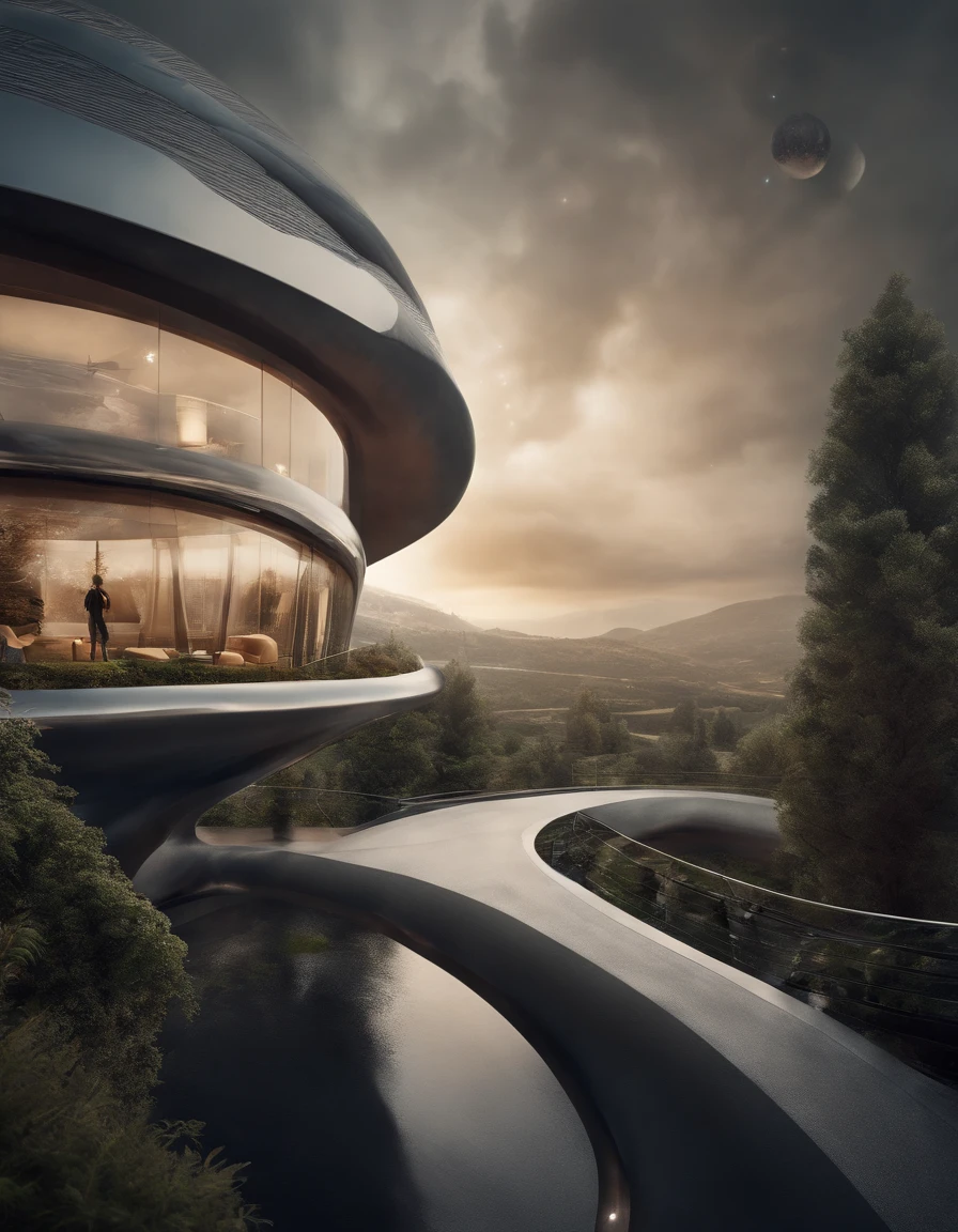 What photography,Ultra photo realsisim,hyper-detailing,Ultra-wide-angle picture,24th century,A combination of technology and nature in the city of the future,fansty world,Tech City of the Future,Oval building,levitating,Roads leading in all directions,highly detailed surreal vfx,Smudge,Spiral,Faraway view,super-fine,ultra - detailed,high qulity,8K ,oc rendered,dynamic viewing angle