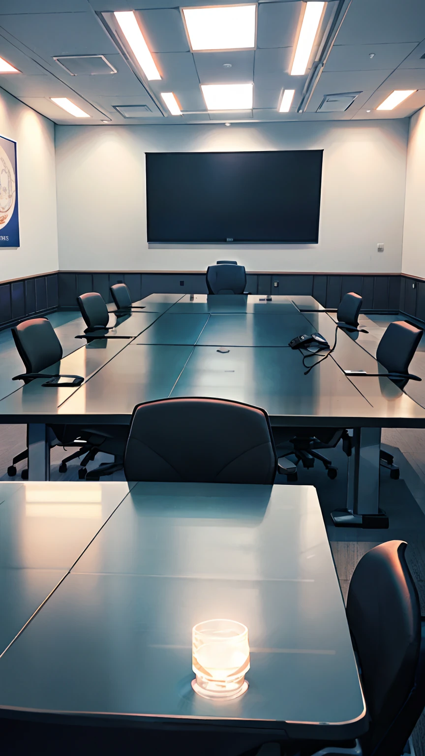 Vertical scene,Police conference room,a chair,Conference table,projection