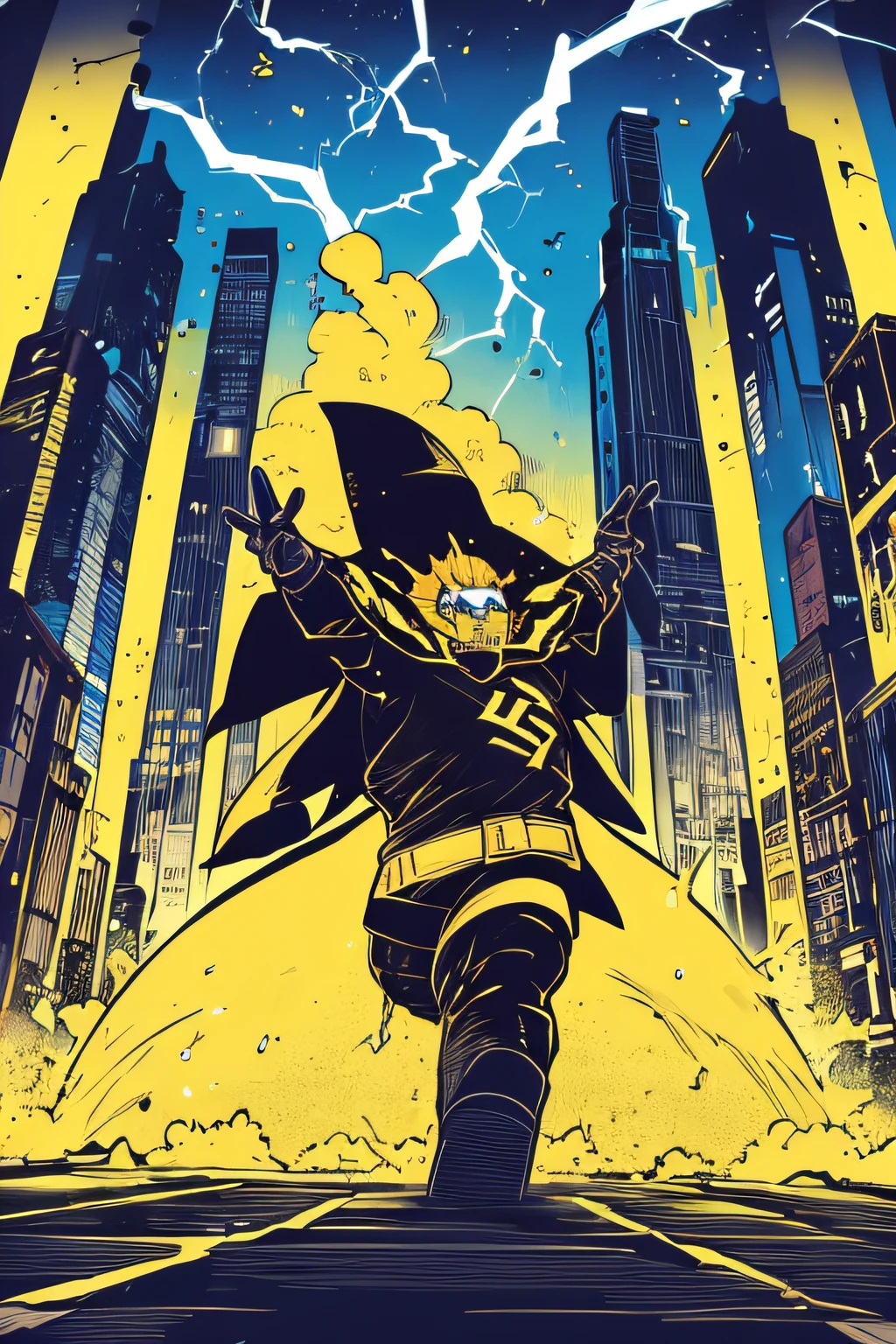 Big Giant、Yellow and black costume、lightning bolt