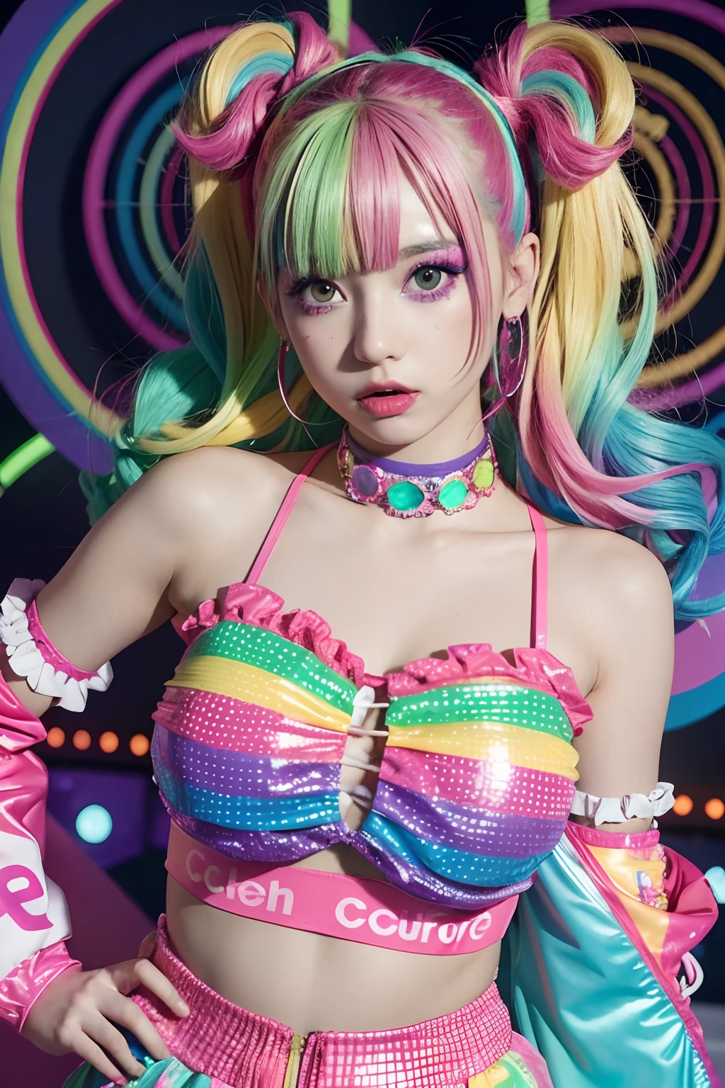 (15 year old girl)Cartoon girl with long hair and glasses, decora inspired illustrations, anime vibes, ahegao, decora inspired, full color manga visual style, Anime style illustration, y 2 k cutecore clowncore, in a lisa frank art style, hyper colorful, ahegao face, comic artstyle, clean and meticulous anime art, anime style hyper detailed