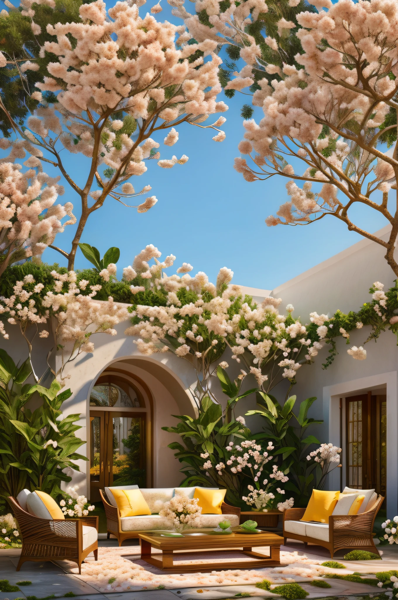 ((Jasmine flowers)), in a blooming garden, (fresh and vibrant), high quality picture, natural style, ((masterpiece)), ((best quality)), 8k, high detailed, ultra-detailed,,