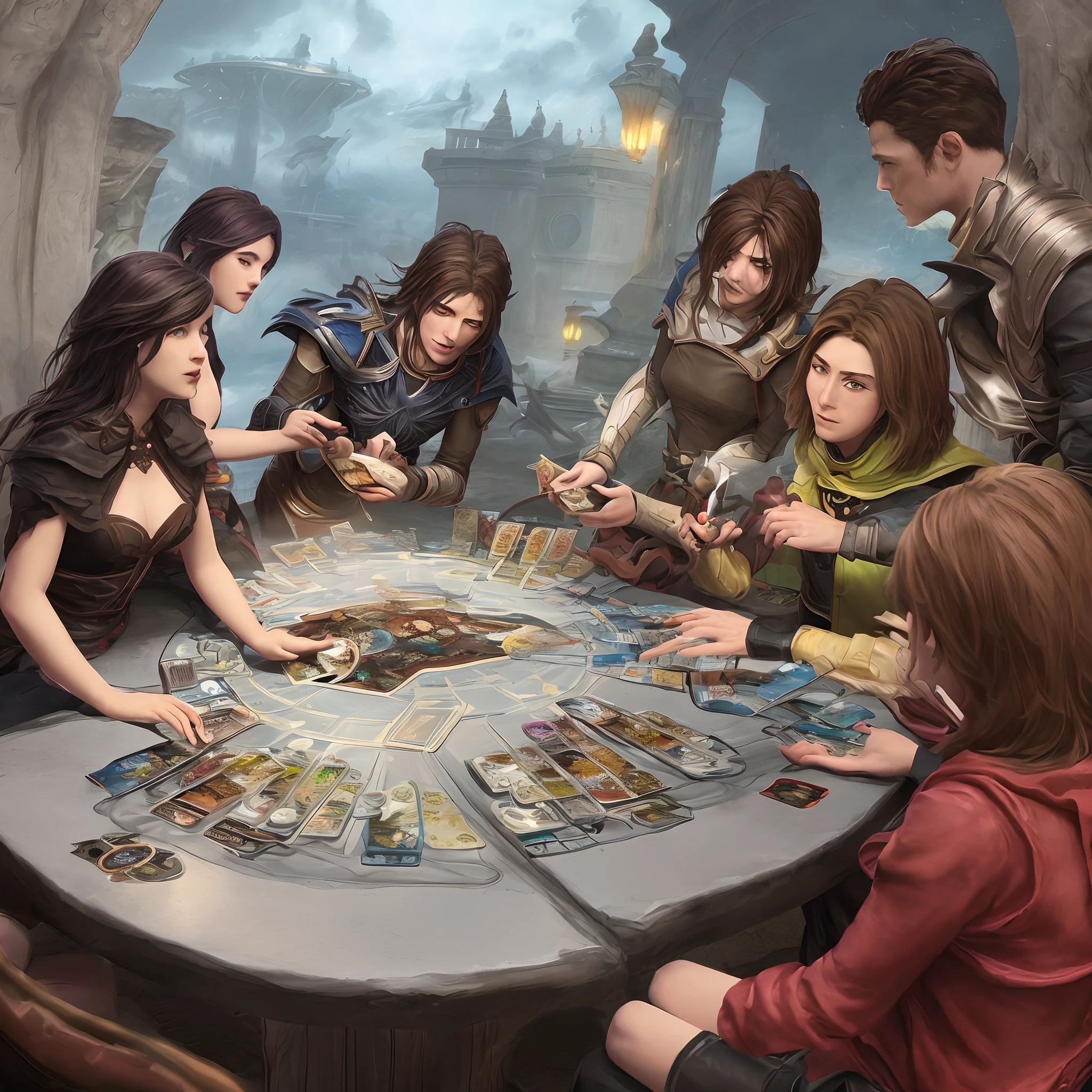 Un grupo de ajolotes jugando Magic The Gathering