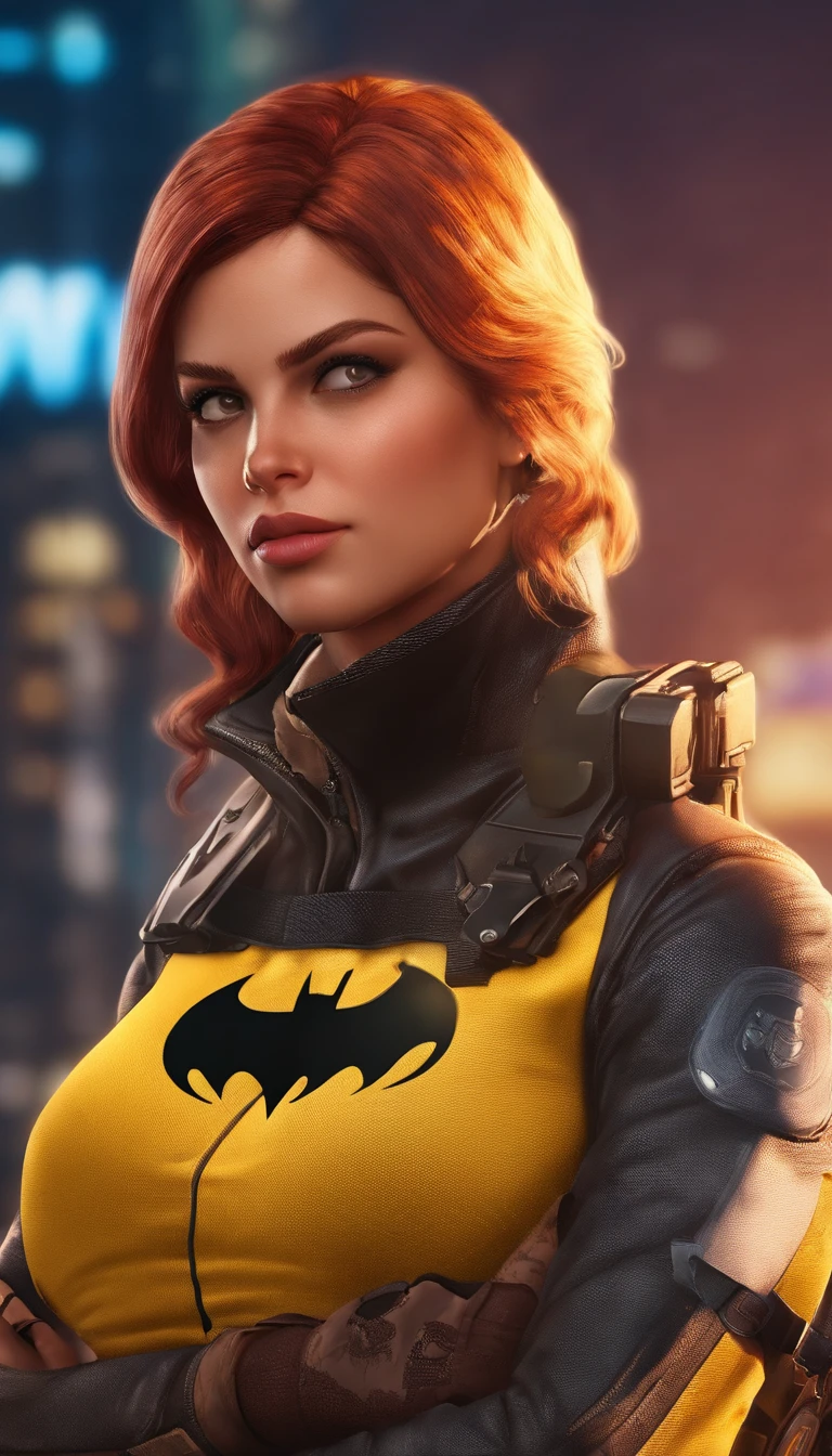 (melhor qualidade,4k,8k,alto,master part:1.2),ultra-detalhado,(Realistic,fotorrealista,photo-realistic:1.37),Barbara Gordon, Jovem mulher de 19 anos l, Cabelos ruivos bonitos, vestindo uniforme policial,olhos castanhos penetrantes, Beleza Suprema, Gotham City Setting, postura forte e confiante, Determined expression,vivid colors,foco nítido,pintura detalhista,professional lighting,Estilo Retrato, dramatic lighting,Bokeh