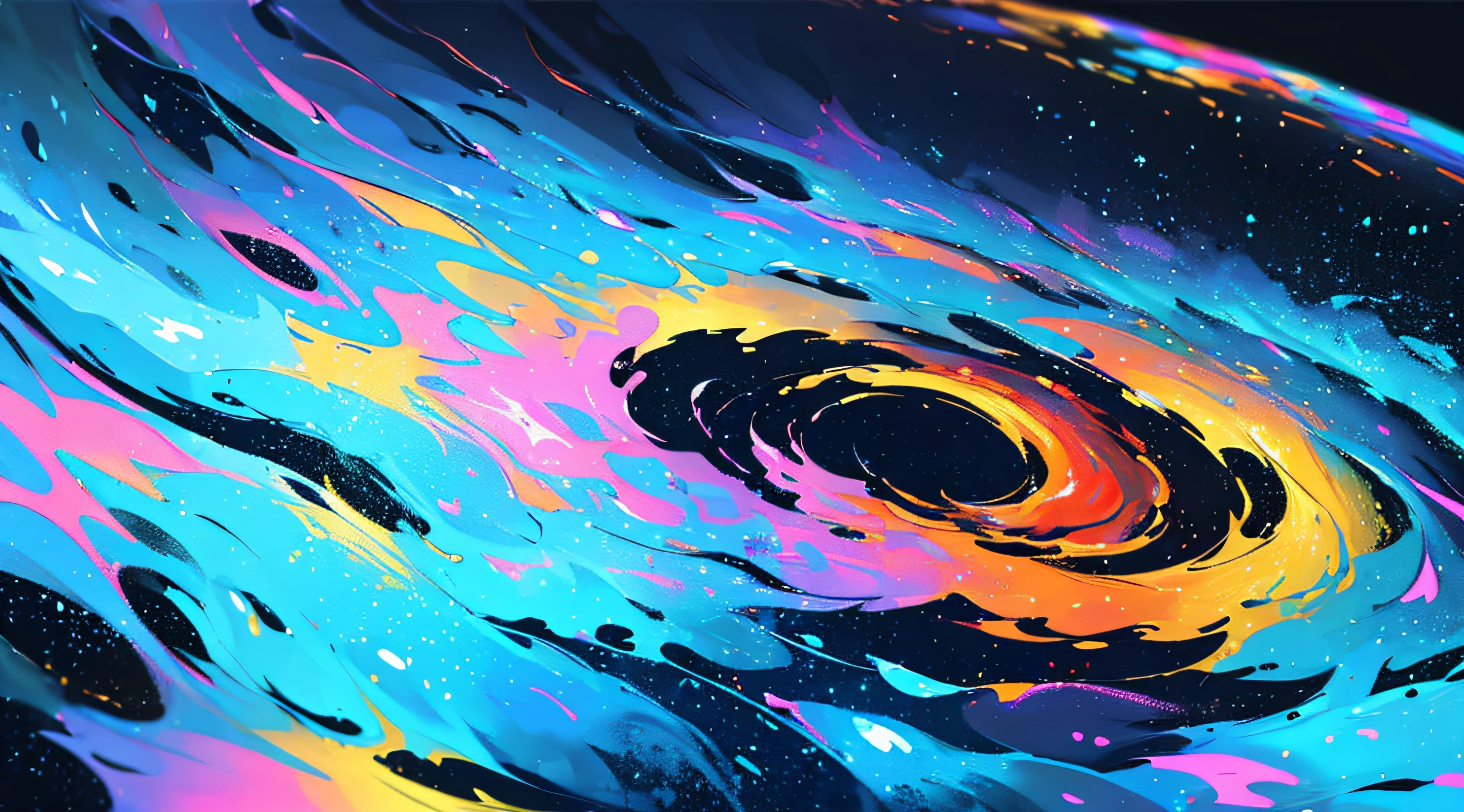 ((Best Quality, 8K, Masterpiece: 1.3)), A close-up of swirling, iridescent oil on water, creating mesmerizing patterns and vibrant colors.