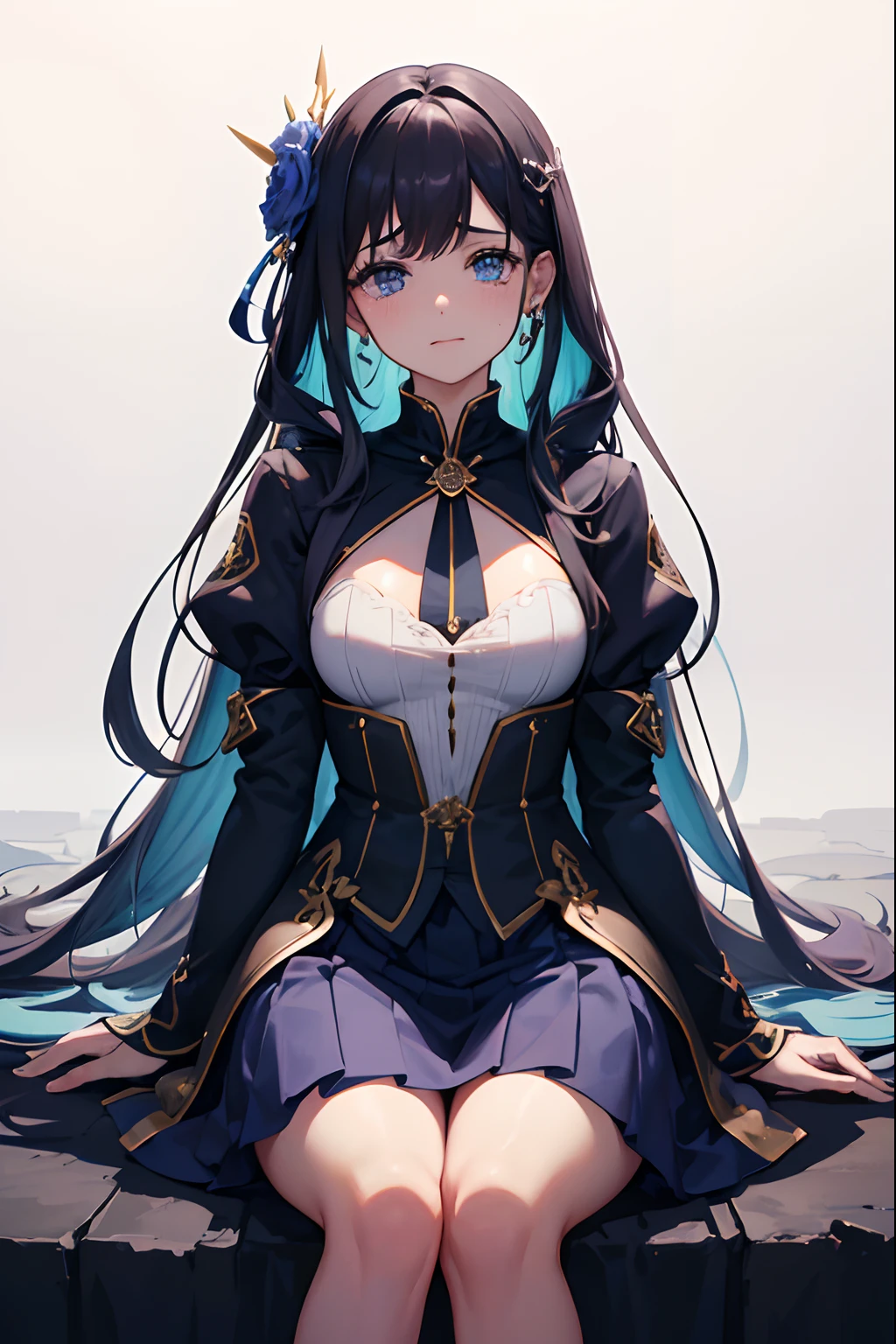 (La mejor calidad,4k,8k,Altas Resoluciones,Obra maestra:1.2),Ultra detallado,(realista,fotorrealista,fotorrealista:1.37),anime,Llorando chica de anime bajo una fuerte lluvia,llanto,cara llorando,Despedida sonriente,tears on her cheek,Fantasy clothing,Tristeza,vivid colors,emotion,Inclemencias del tiempo,sangre de heridas,tormenta,Gotas de lluvia detalladas,Lluvia torrencial,melancholy expression,hermosos ojos detallados,hermosos labios detallados,Emotional Expression,frail,Girl in a fantasy world, sonriedno, llorando