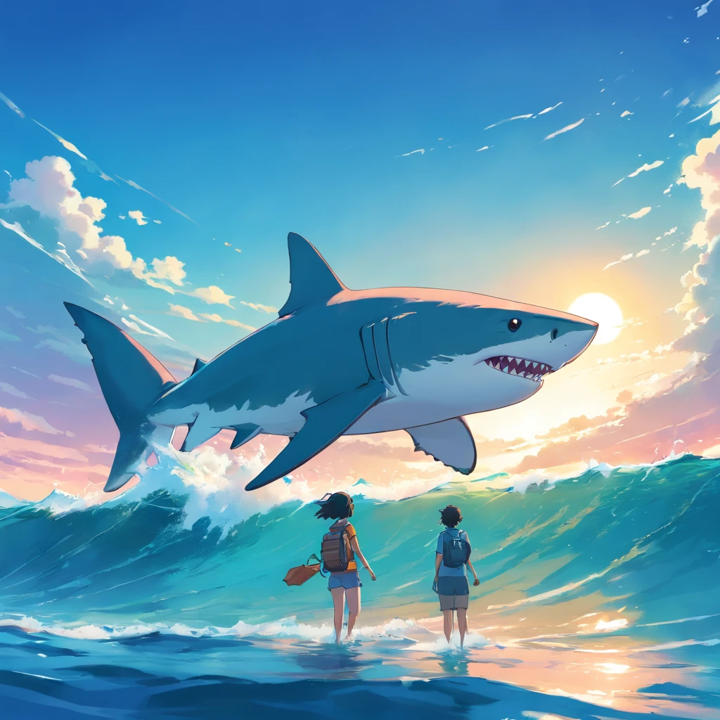 Great white shark,cartoony