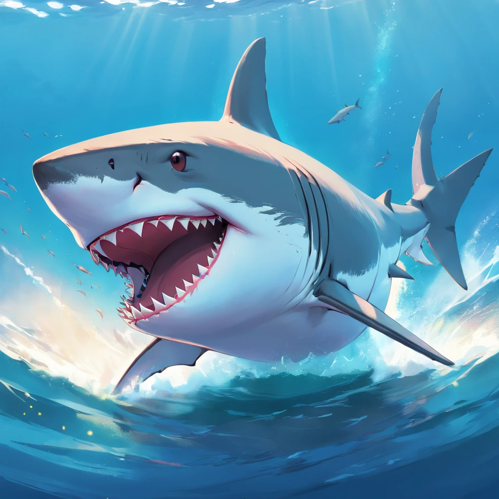 Great white shark,cartoony