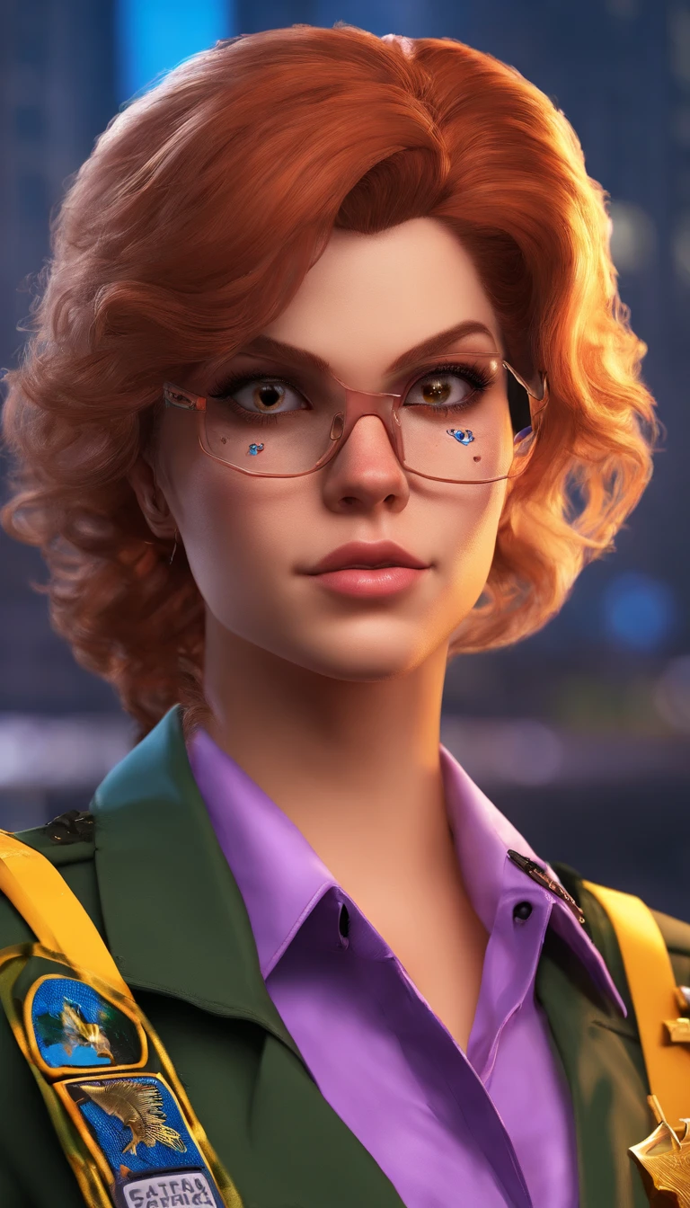 (melhor qualidade,4k,8k,alto,master part:1.2),ultra-detalhado,(Realistic,fotorrealista,photo-realistic:1.37),Barbara Gordon, Jovem mulher de 19 anos l, Cabelos ruivos bonitos, vestindo uniforme policial,olhos castanhos penetrantes, Beleza Suprema, Gotham City Setting, postura forte e confiante, Determined expression,vivid colors,foco nítido,pintura detalhista,professional lighting,Estilo Retrato, dramatic lighting,Bokeh